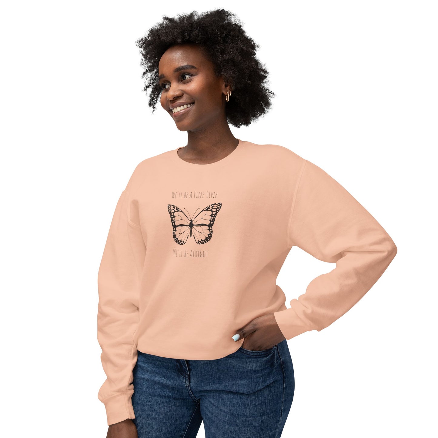 Fine Line Butterfly Comfort Colors Sweatshirt