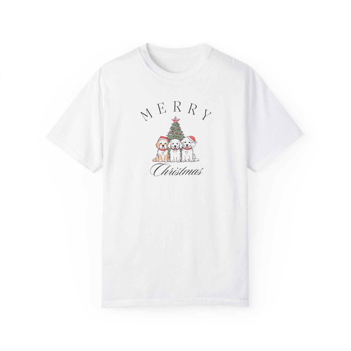 Merry Christmas Puppies Comfort Colors Tee