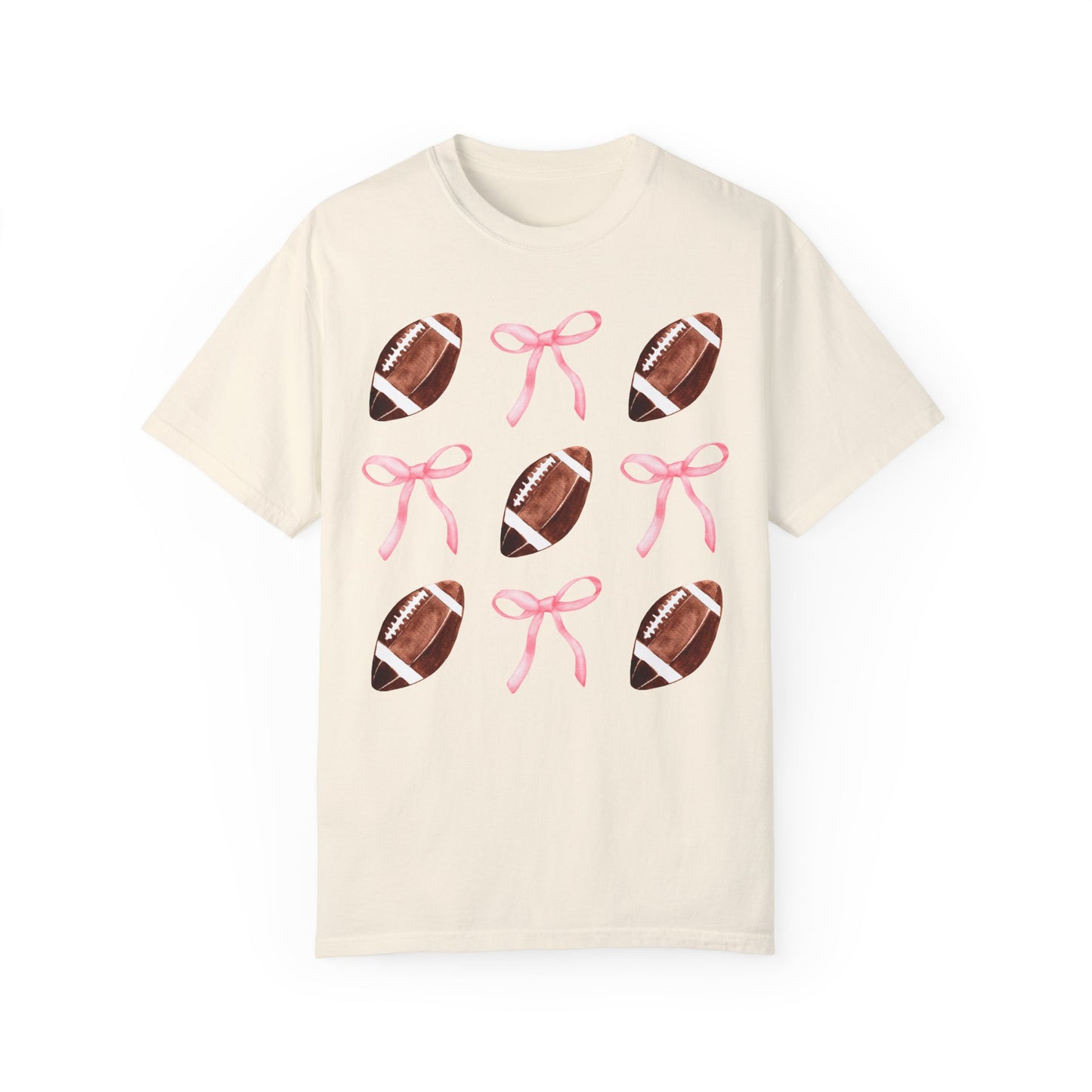 Football Bows Comfort Colors Tee