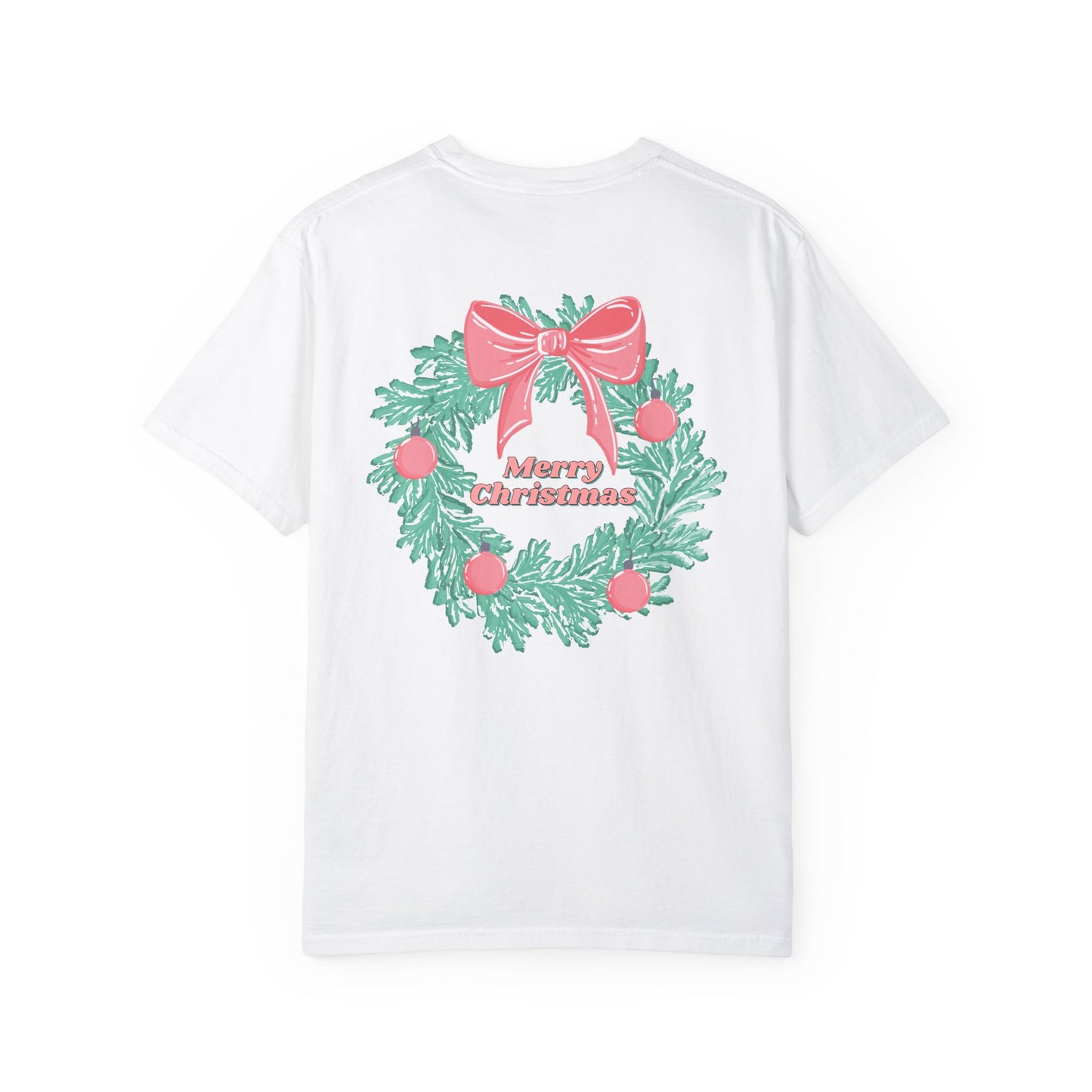 Ho Ho Ho Merry Christmas Wreath Comfort Colors Tee