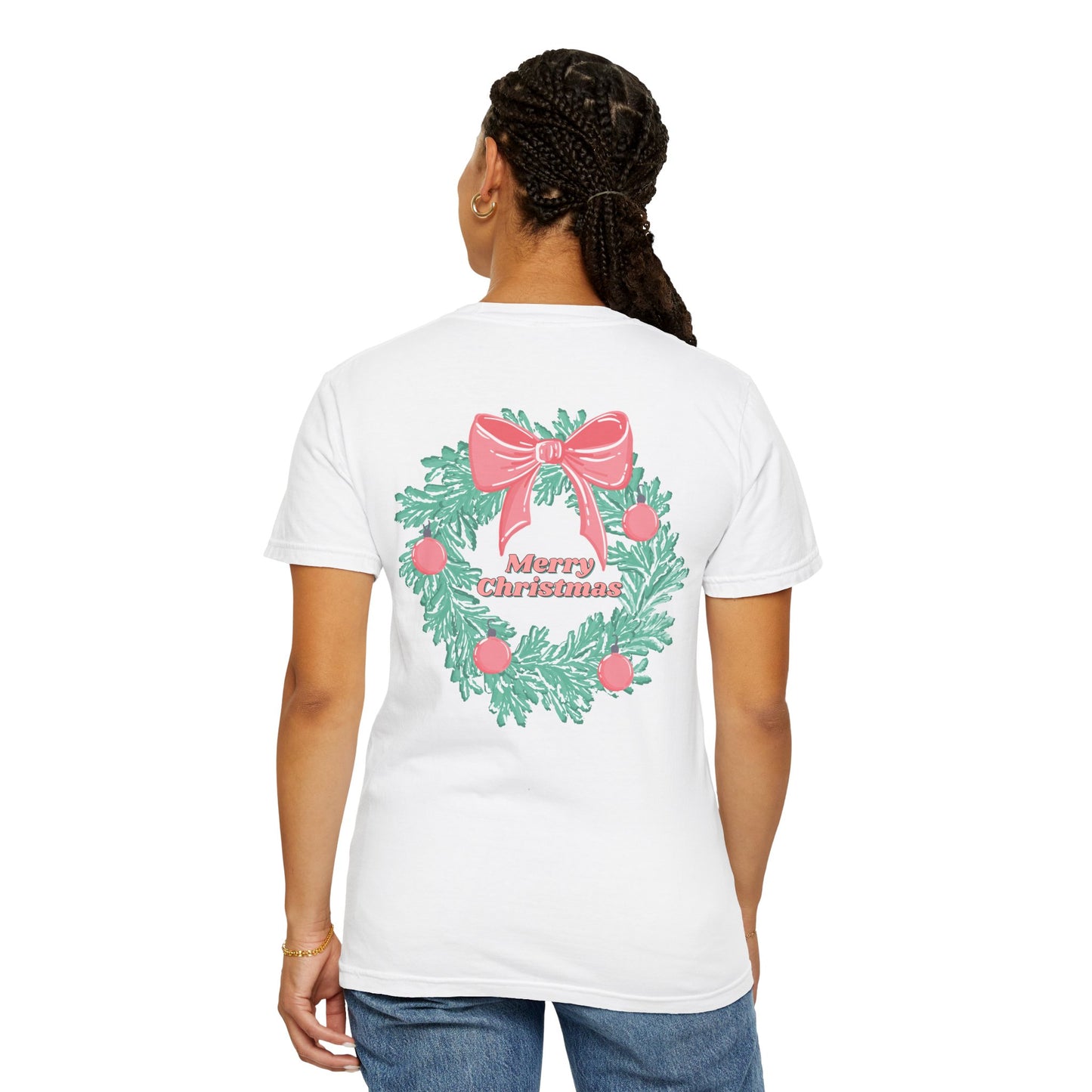 Ho Ho Ho Merry Christmas Wreath Comfort Colors Tee