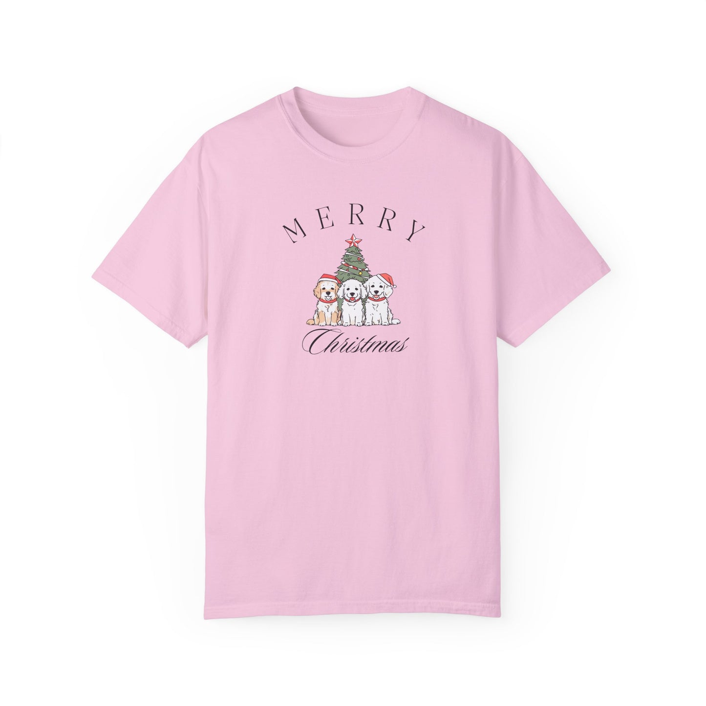 Merry Christmas Puppies Comfort Colors Tee