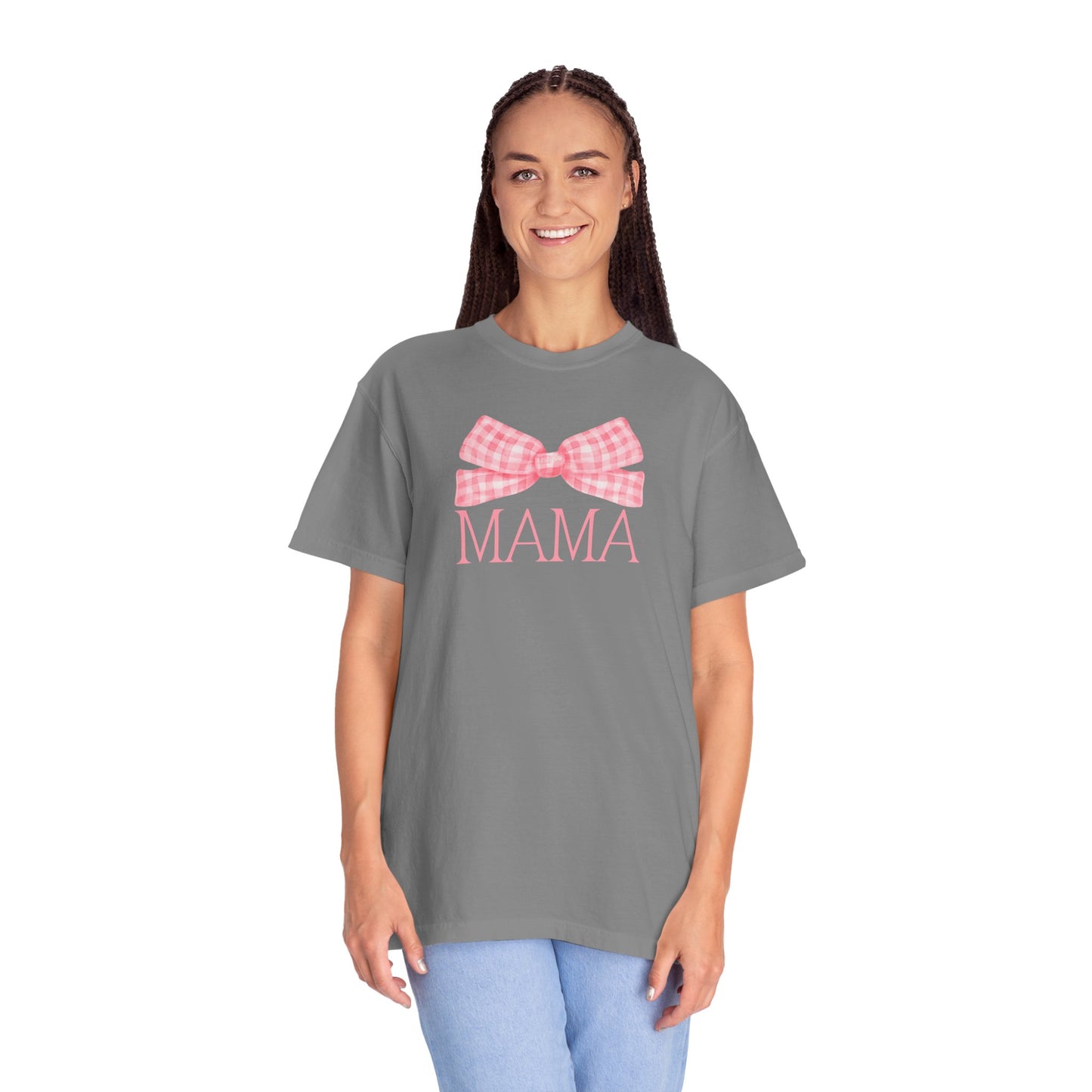 Mama Pink Bow Comfort Colors Tee