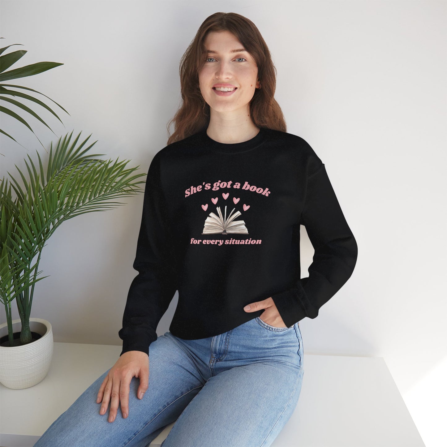 She's Got a Book for Every Situation Unisex Crewneck