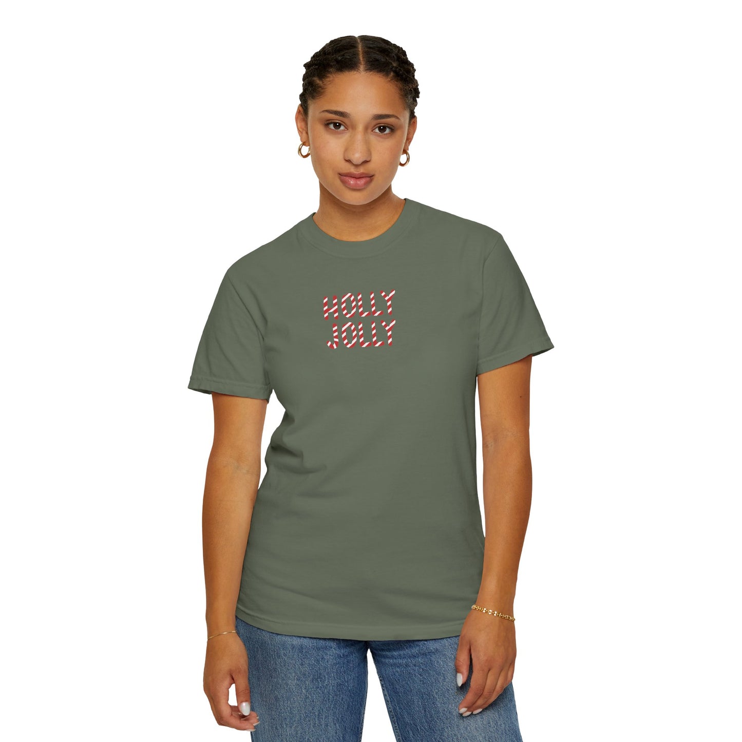 Holly Jolly Candy Cane Comfort Colors Tee