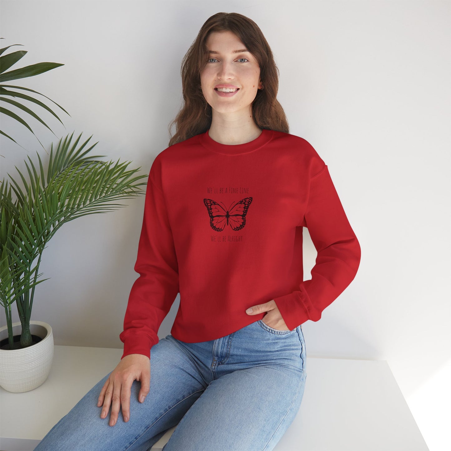 Fine Line Butterfly Unisex Crewneck