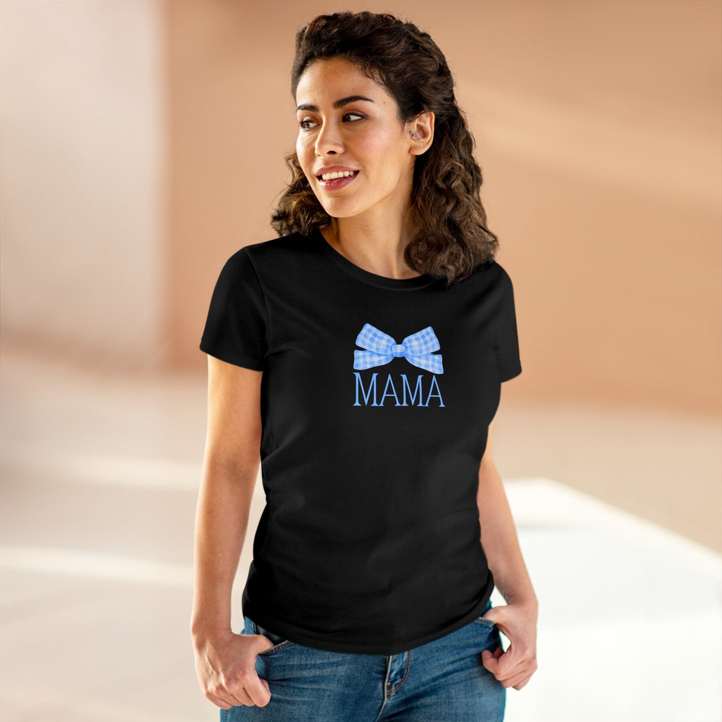 Mama Bow Blue Baby Tee