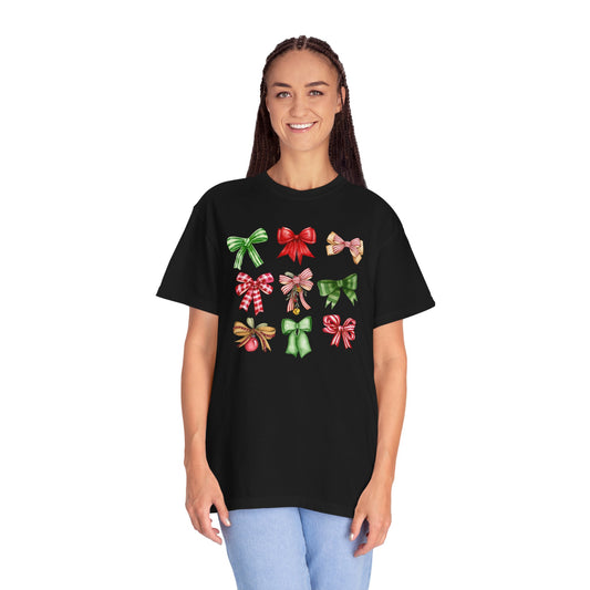 Christmas Bows Comfort Colors Tee