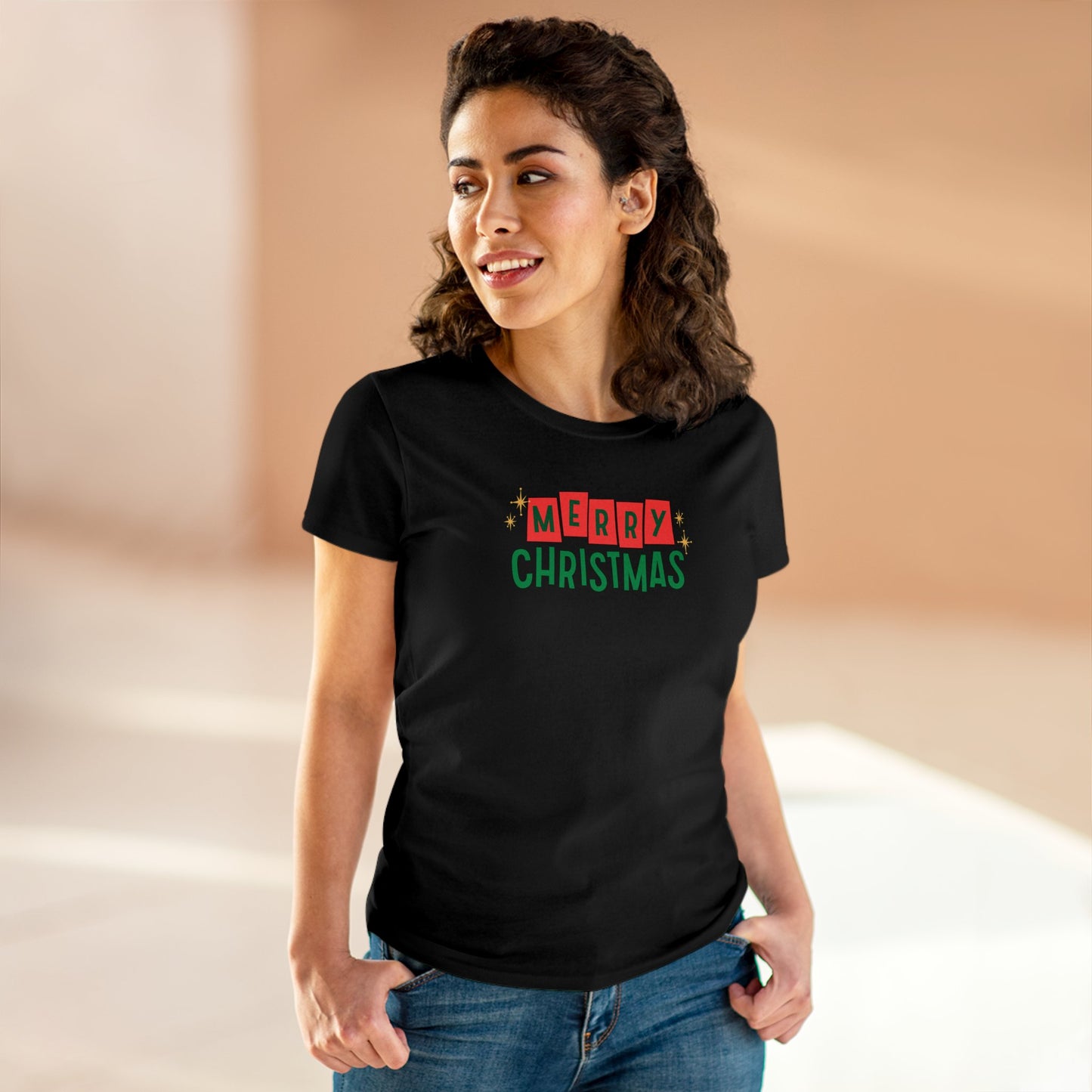 Retro Merry Christmas Baby Tee