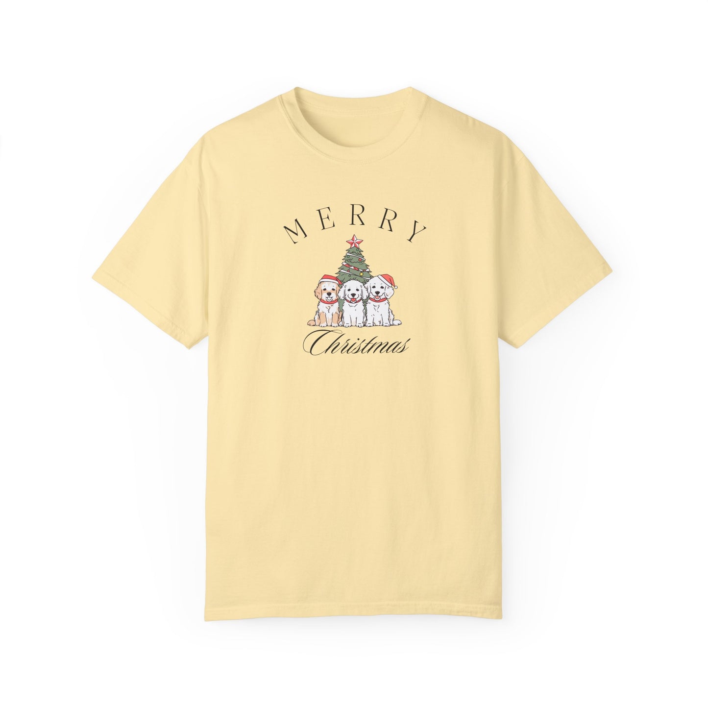 Merry Christmas Puppies Comfort Colors Tee