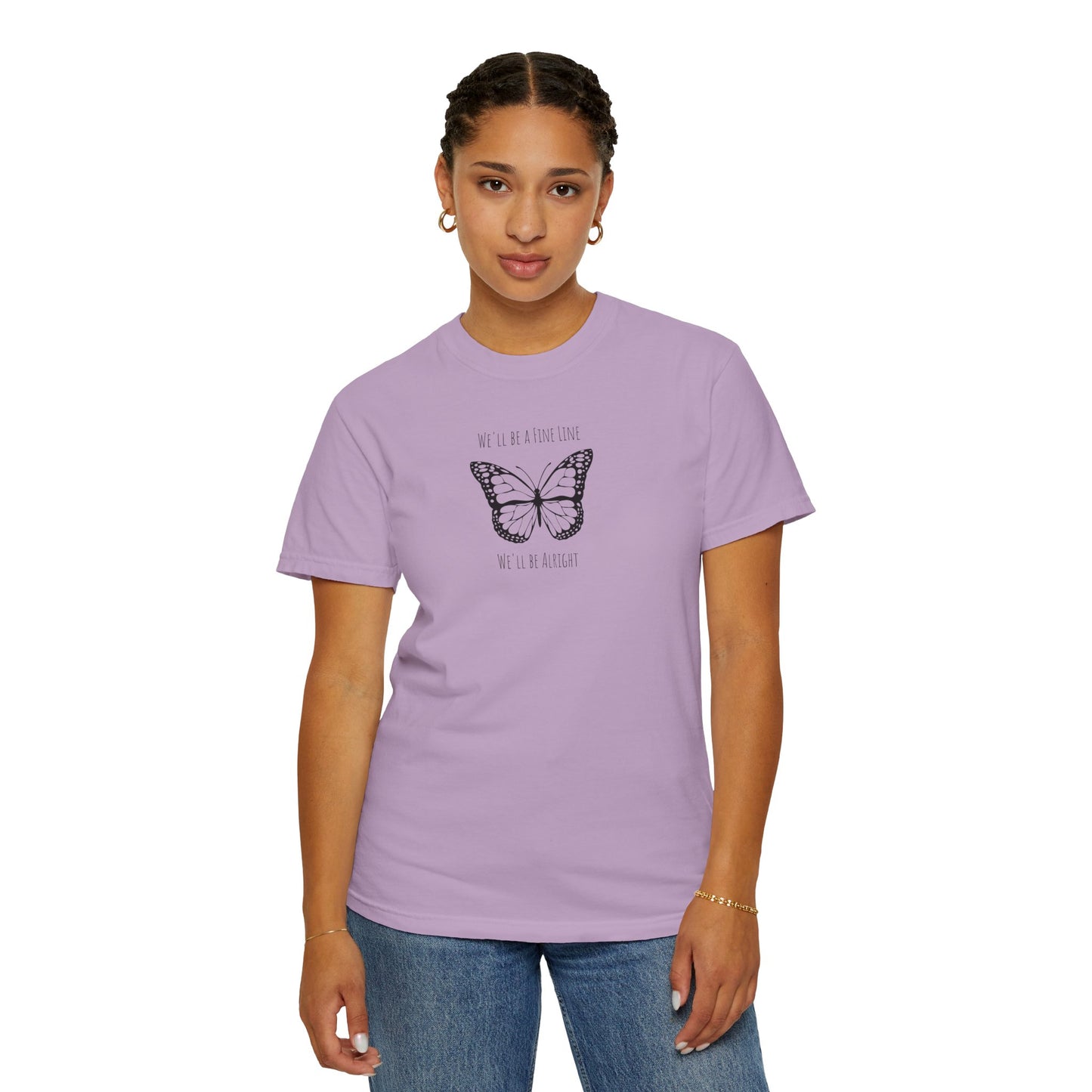 Fine Line Butterfly Comfort Colors Tee