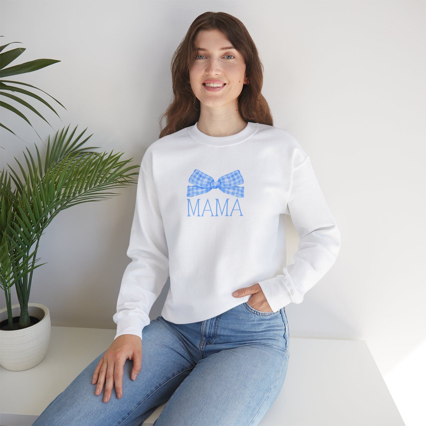 Mama Bow Blue Unisex Crewneck