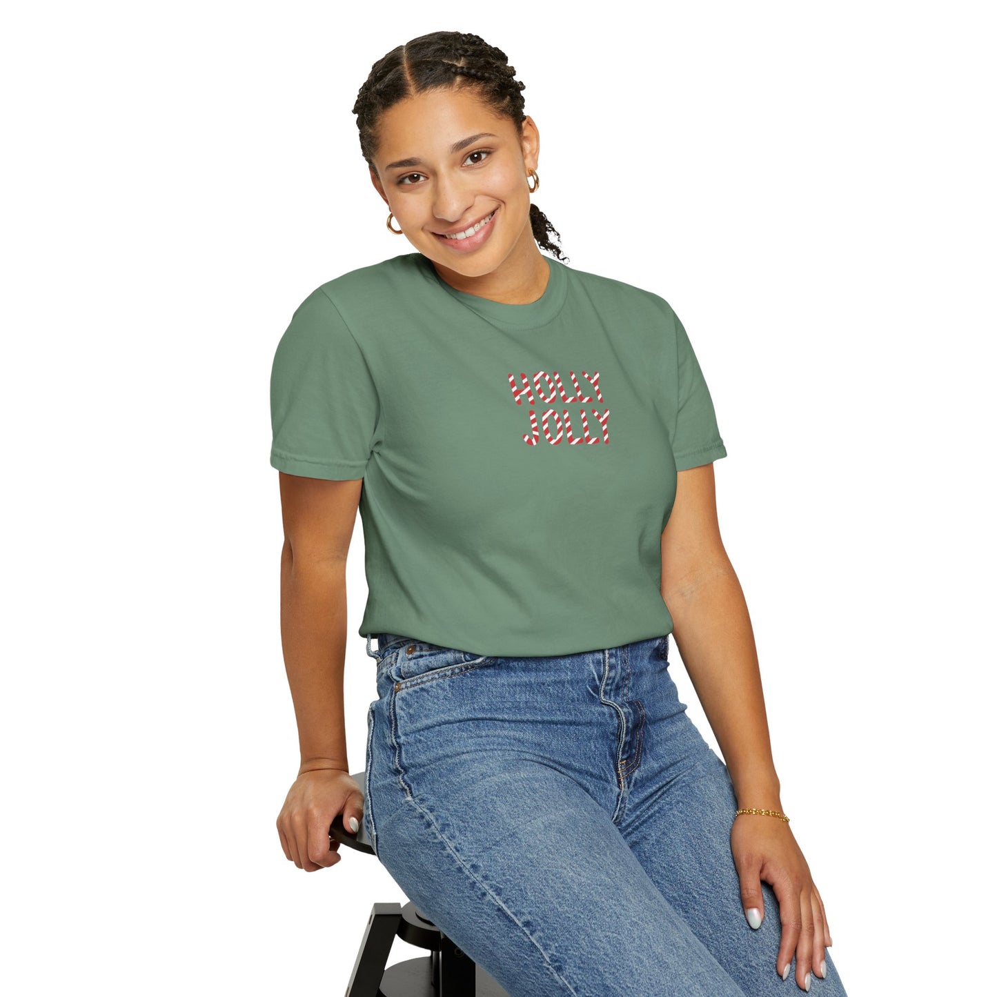 Holly Jolly Candy Cane Comfort Colors Tee