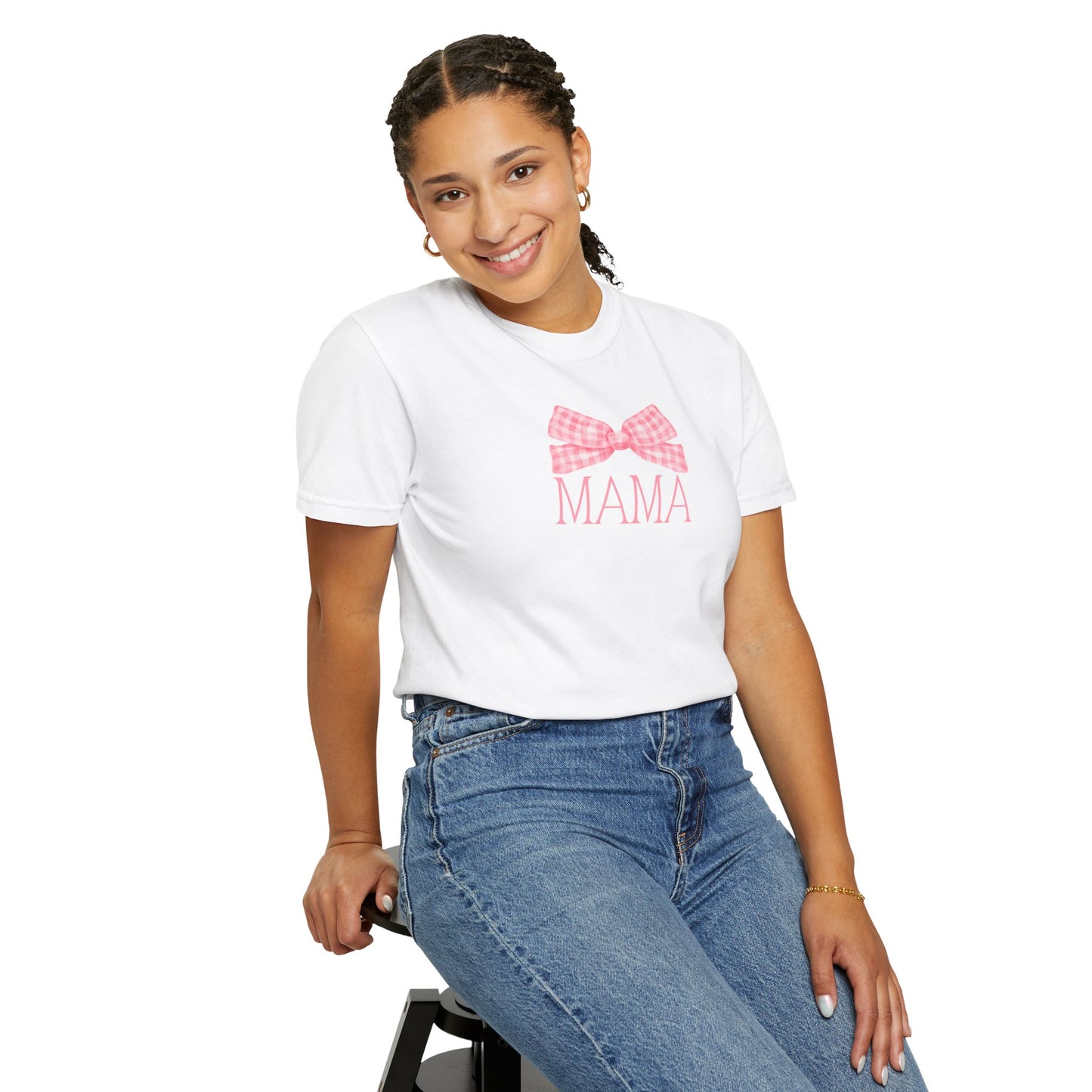 Mama Bow Pink Comfort Colors Tee