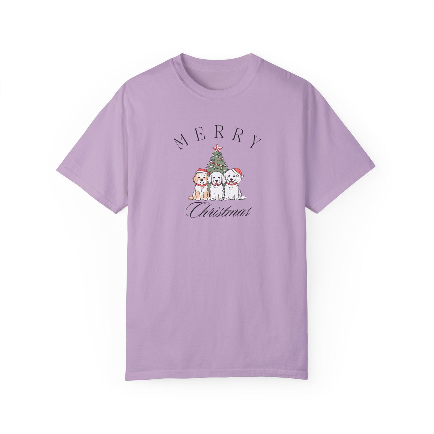 Merry Christmas Puppies Comfort Colors Tee