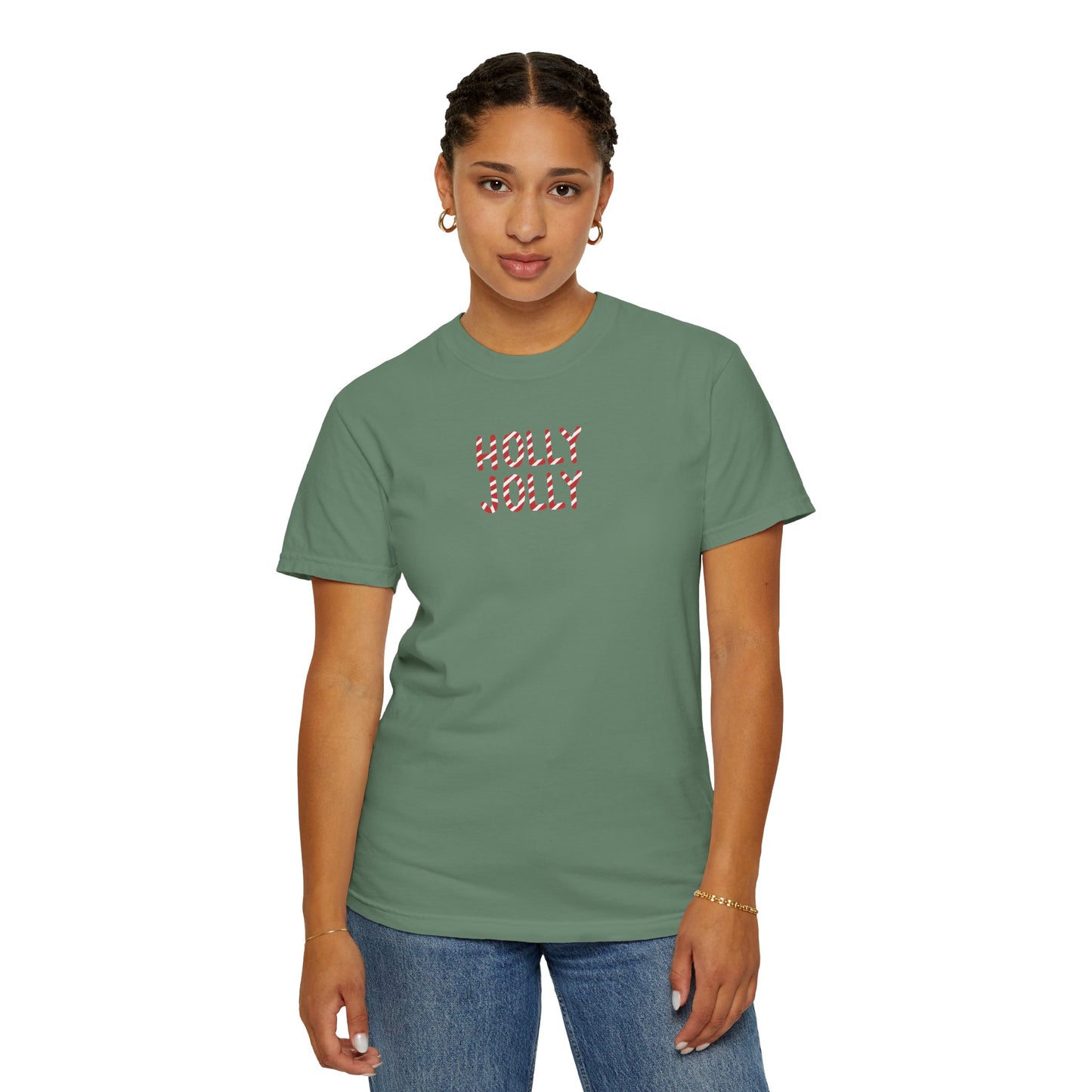 Holly Jolly Candy Cane Comfort Colors Tee