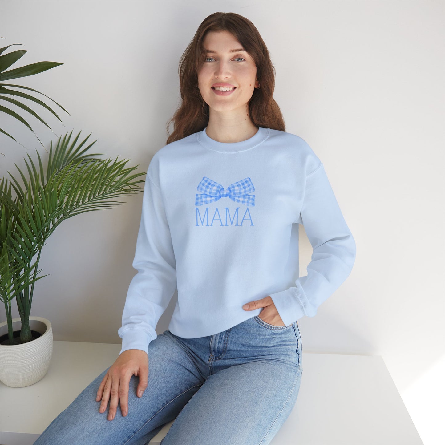 Mama Bow Blue Unisex Crewneck