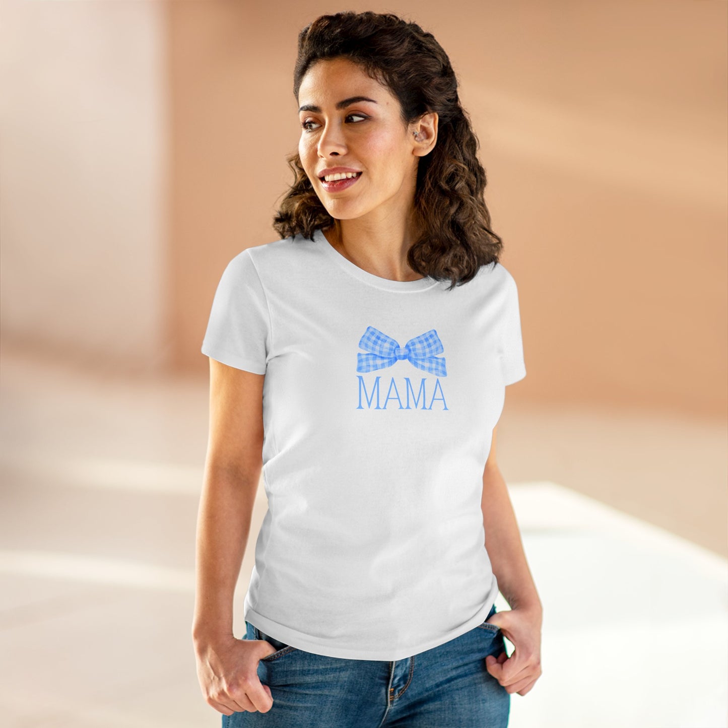 Mama Bow Blue Baby Tee