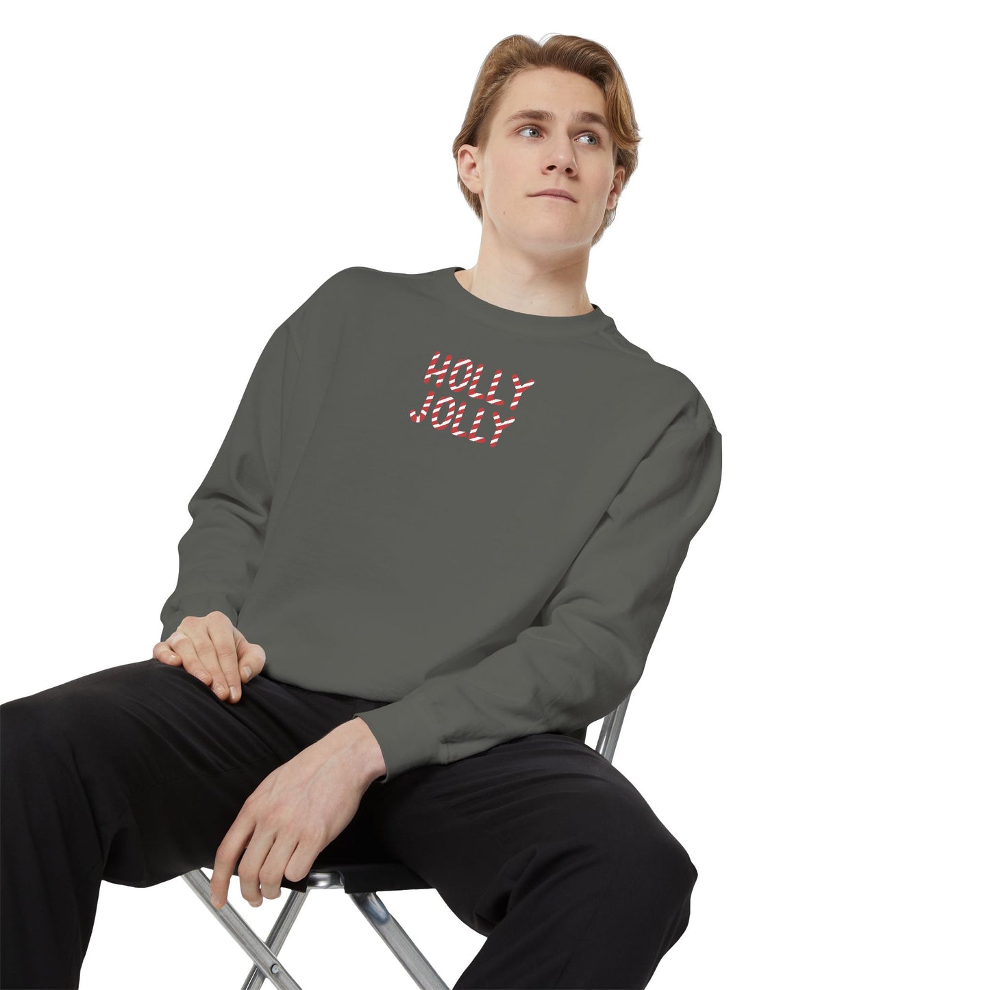 Holly Jolly Candy Cane Comfort Colors Sweatshirt