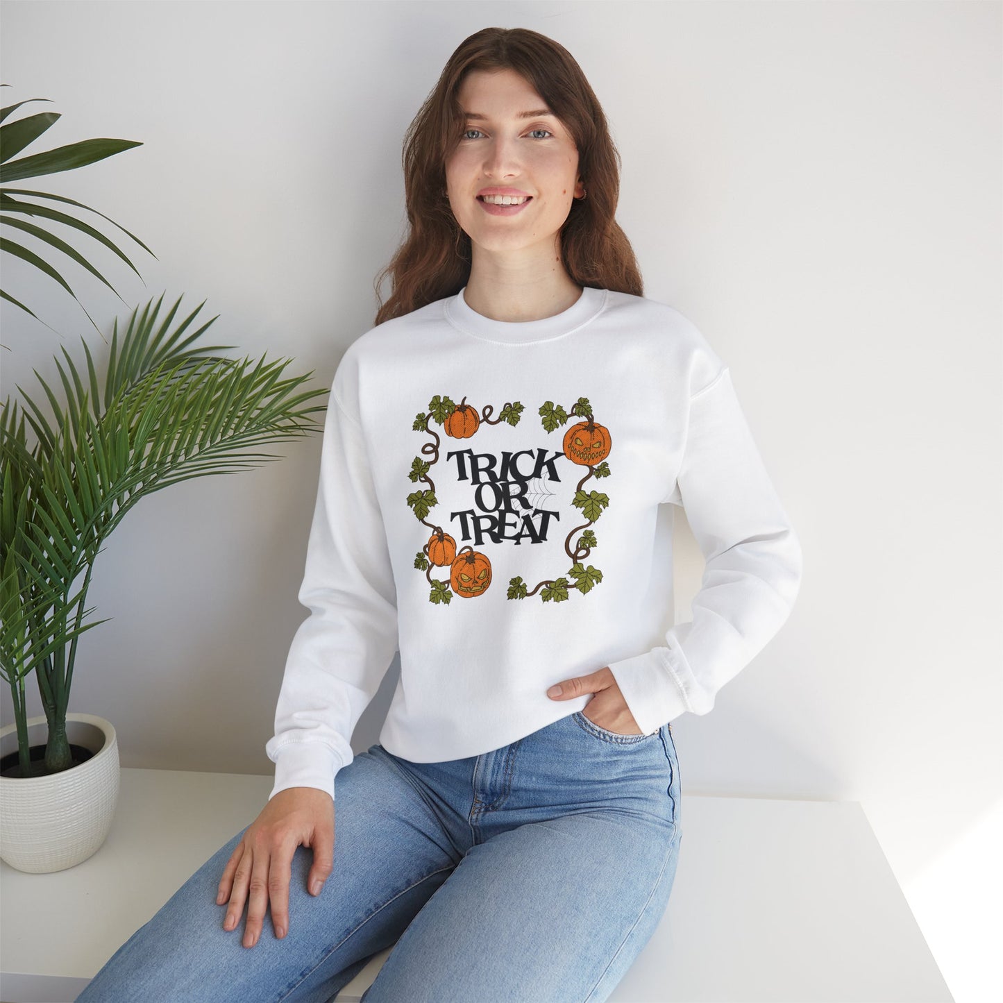 Vintage Pumpkins Trick or Treat Unisex Crewneck