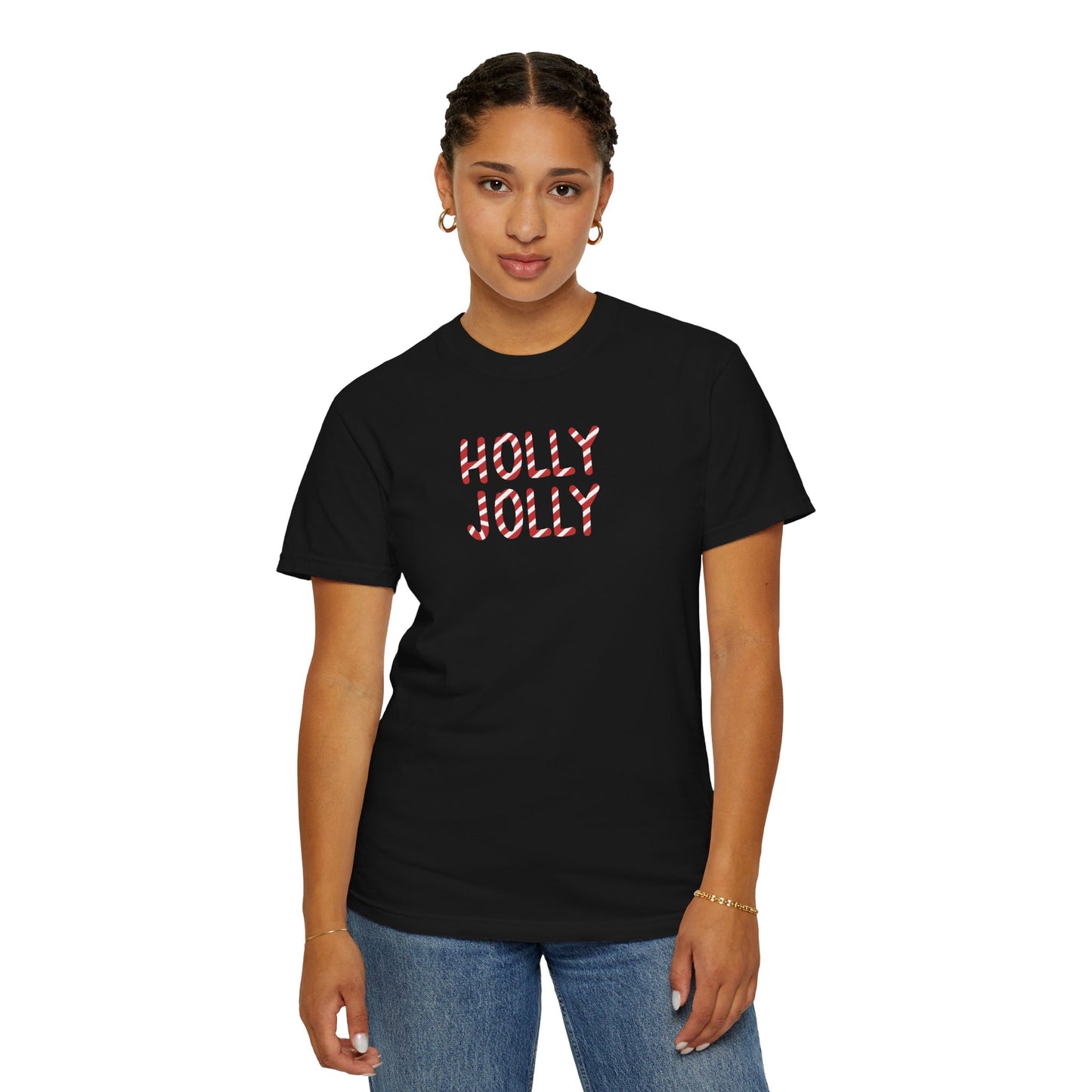 Holly Jolly Candy Cane Comfort Colors Tee