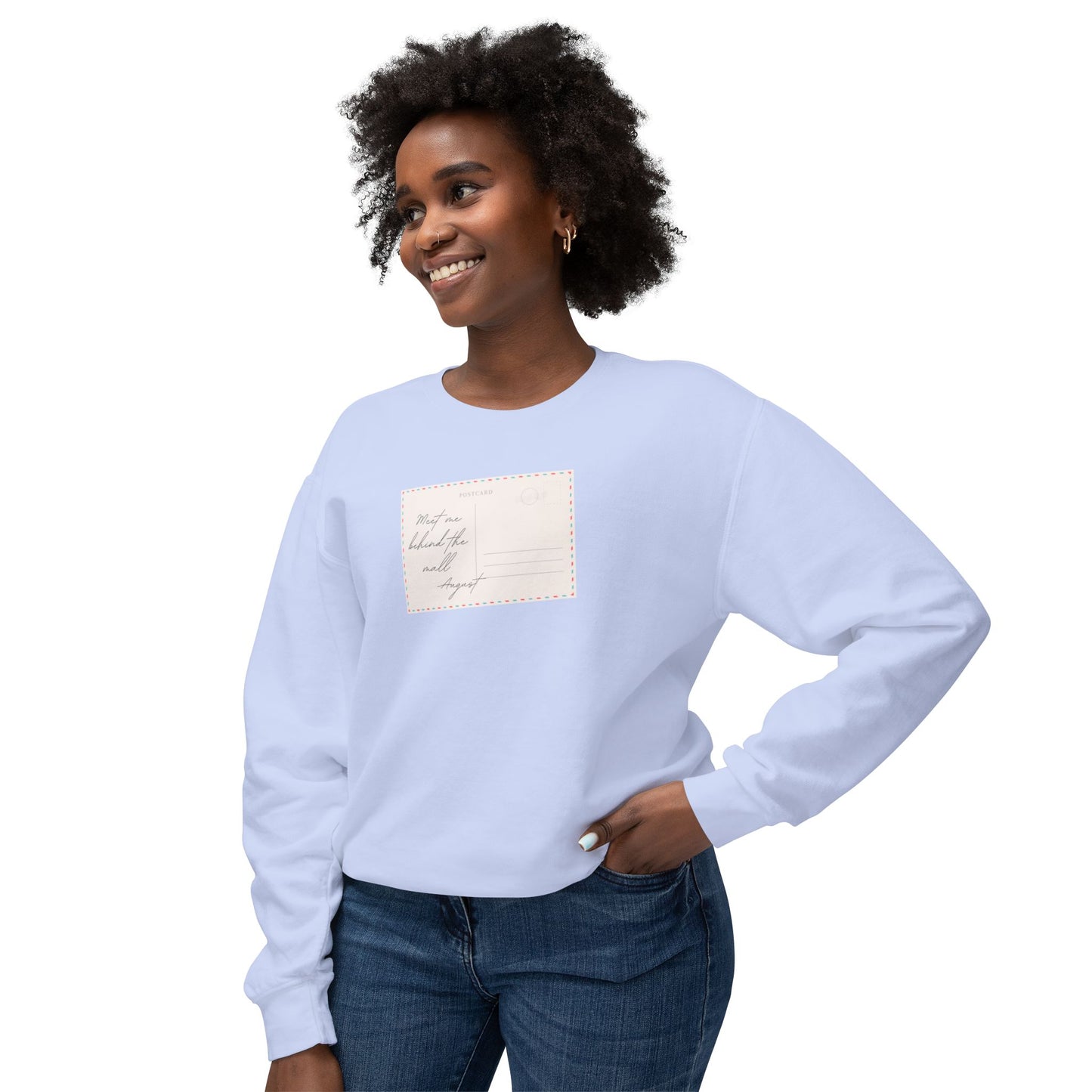 Vintage Postcard Unisex Lightweight Crewneck Sweatshirt, Cozy Pullover, Fall Fashion, Gift Idea, Casual Style, Relaxed Wear