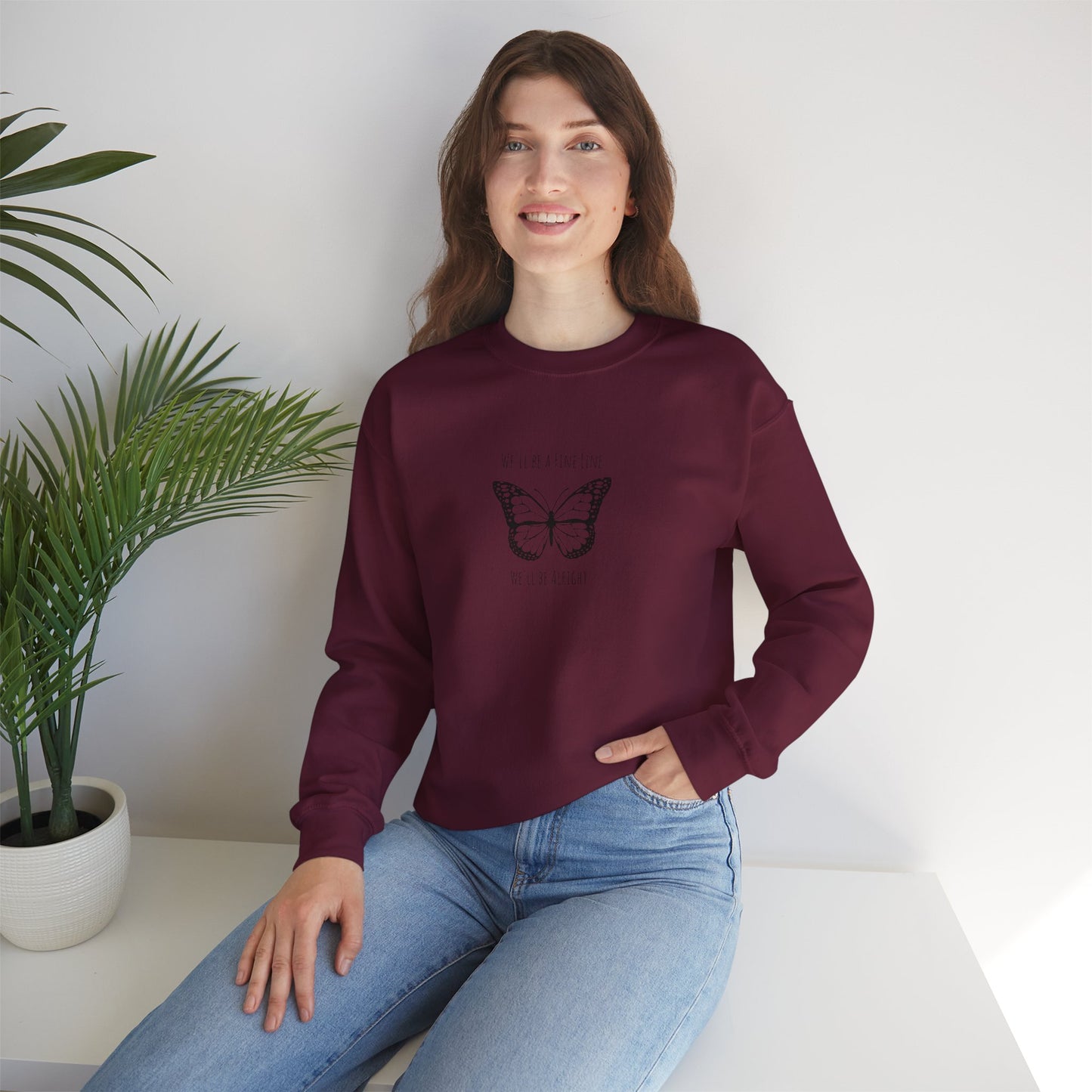 Fine Line Butterfly Unisex Crewneck