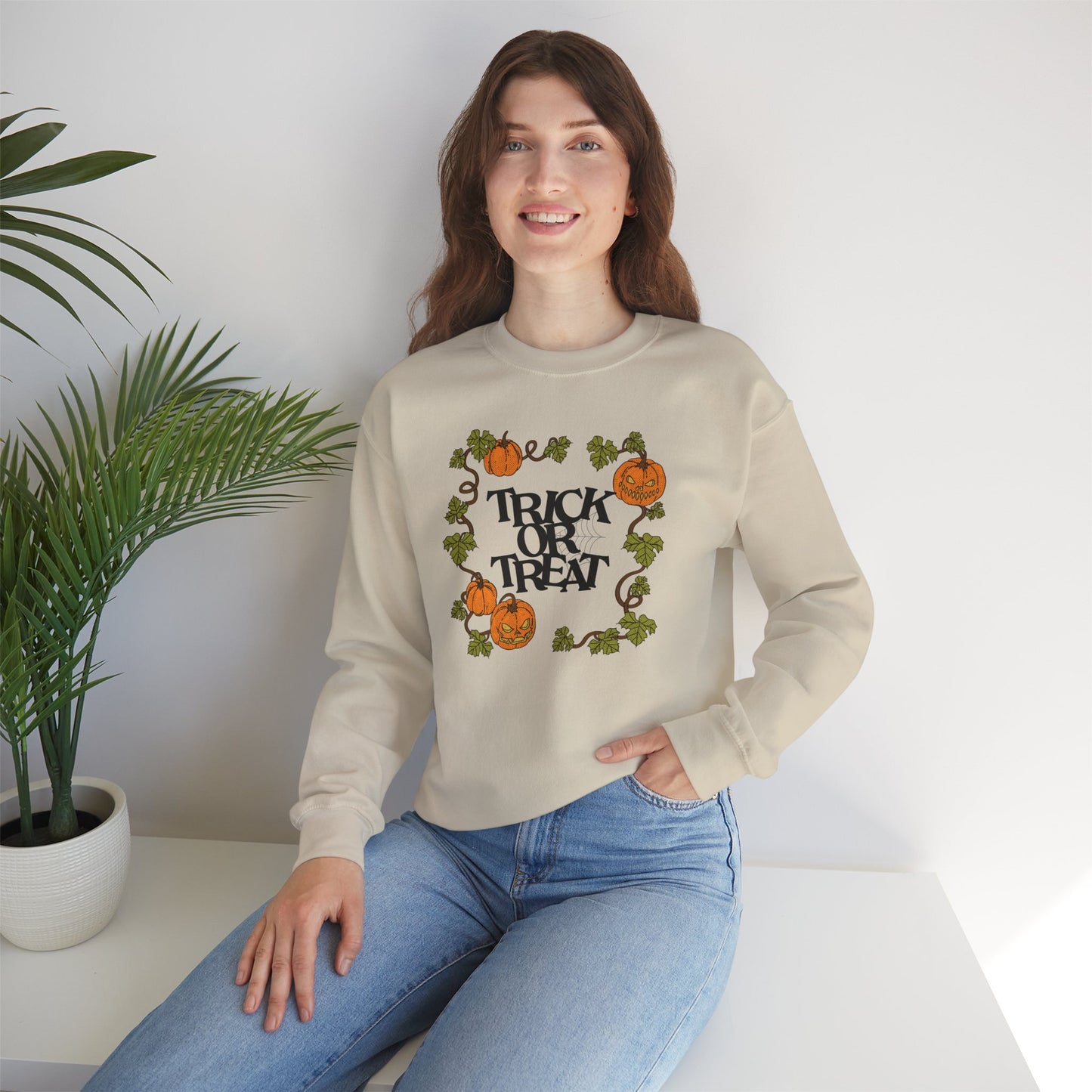 Vintage Pumpkins Trick or Treat Unisex Crewneck