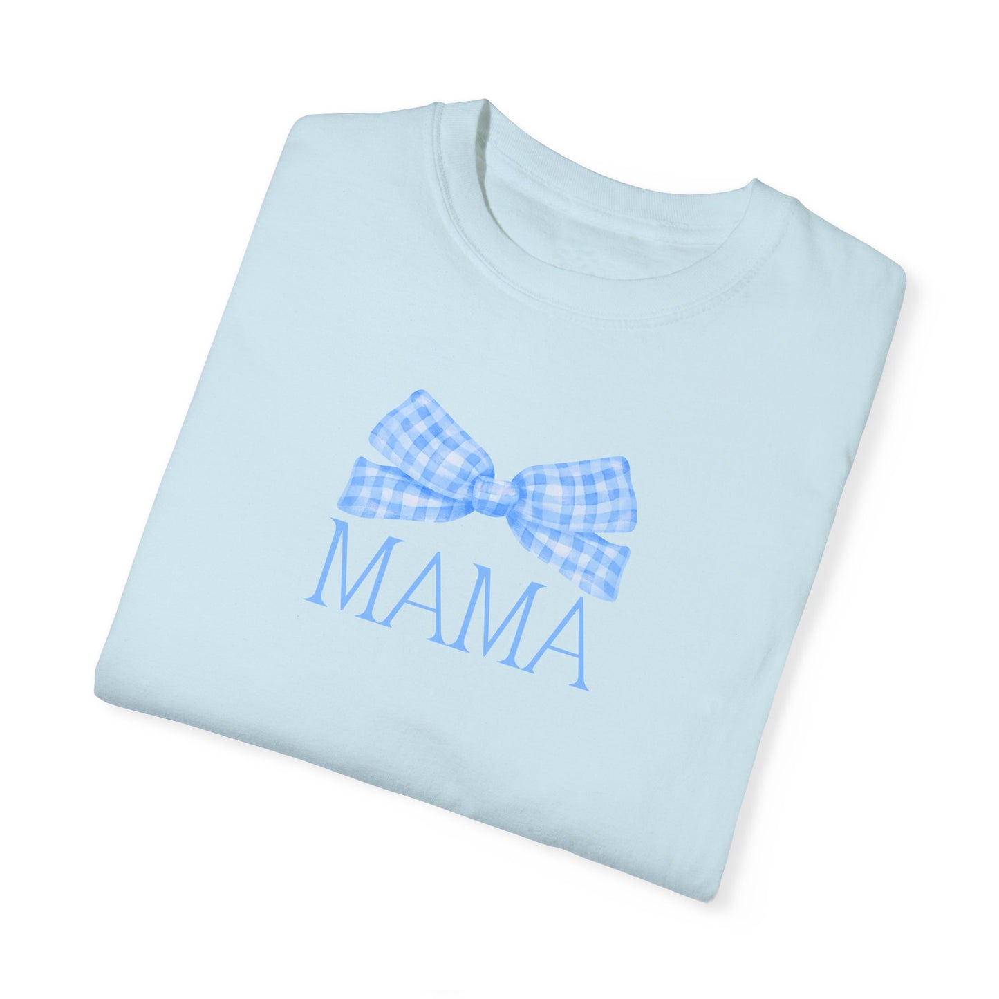 Mama Bow Blue Comfort Colors Tee