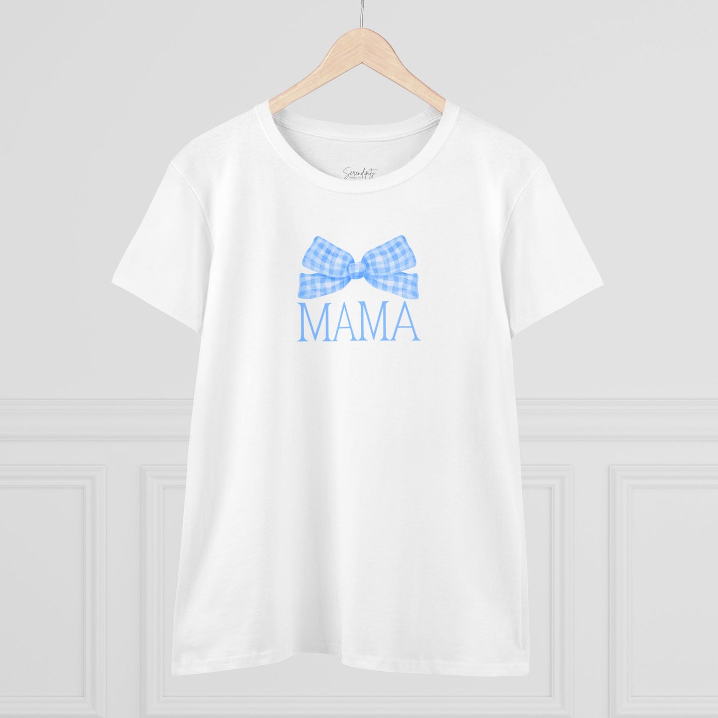 Mama Bow Blue Baby Tee