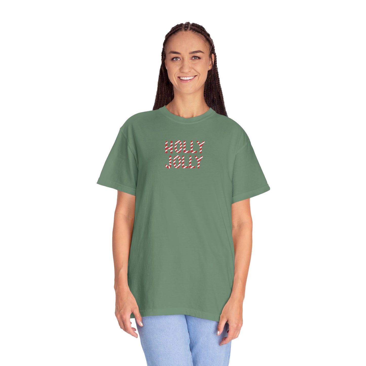 Holly Jolly Candy Cane Comfort Colors Tee