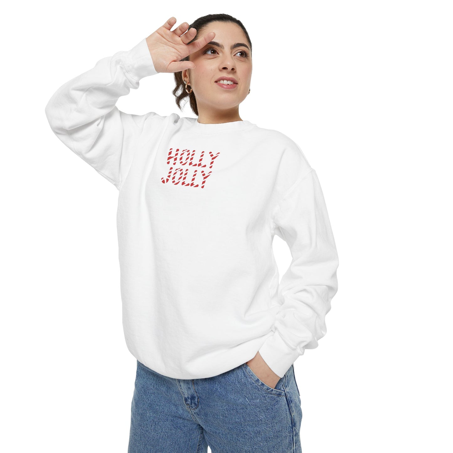 Holly Jolly Candy Cane Comfort Colors Sweatshirt