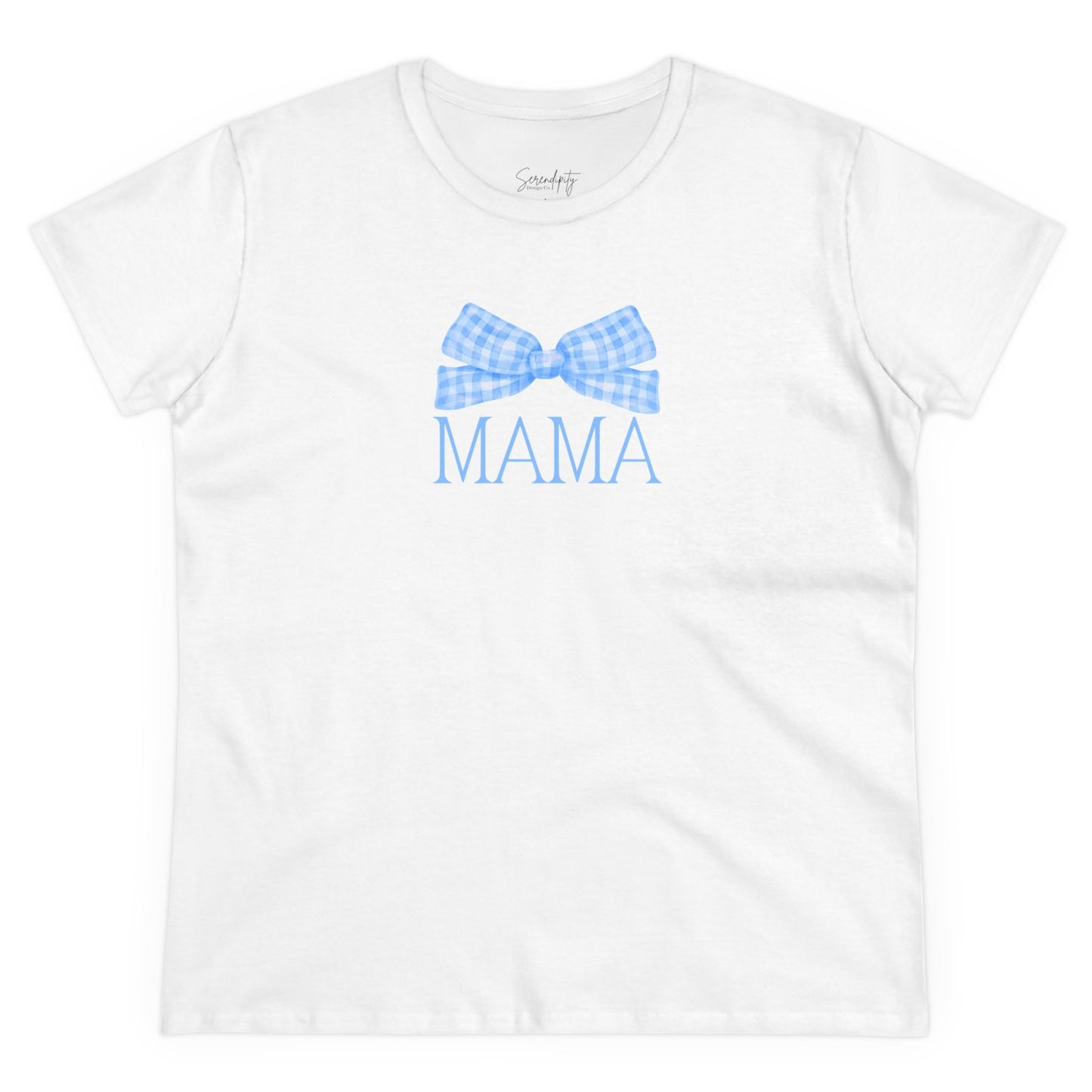 Mama Bow Blue Baby Tee