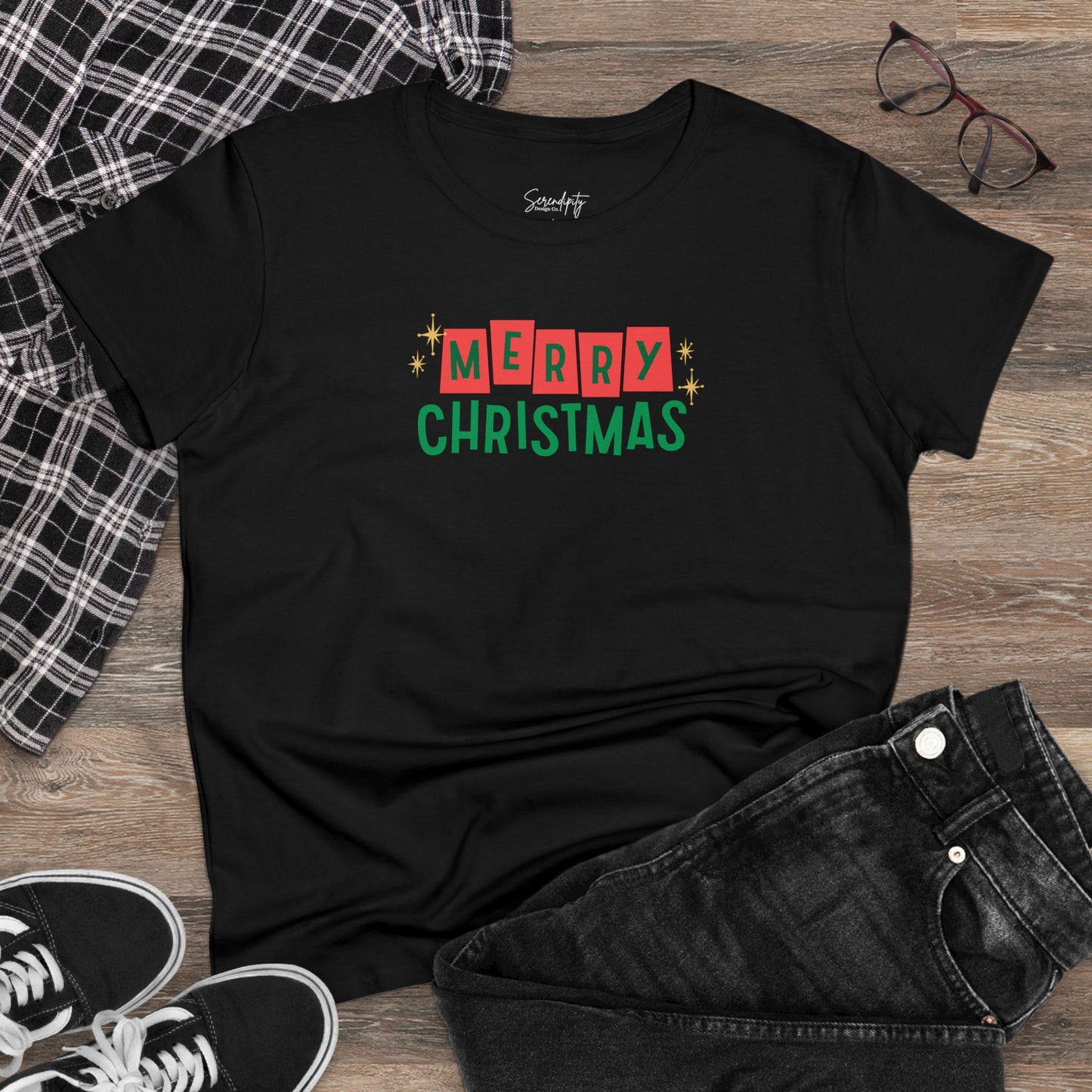 Retro Merry Christmas Baby Tee