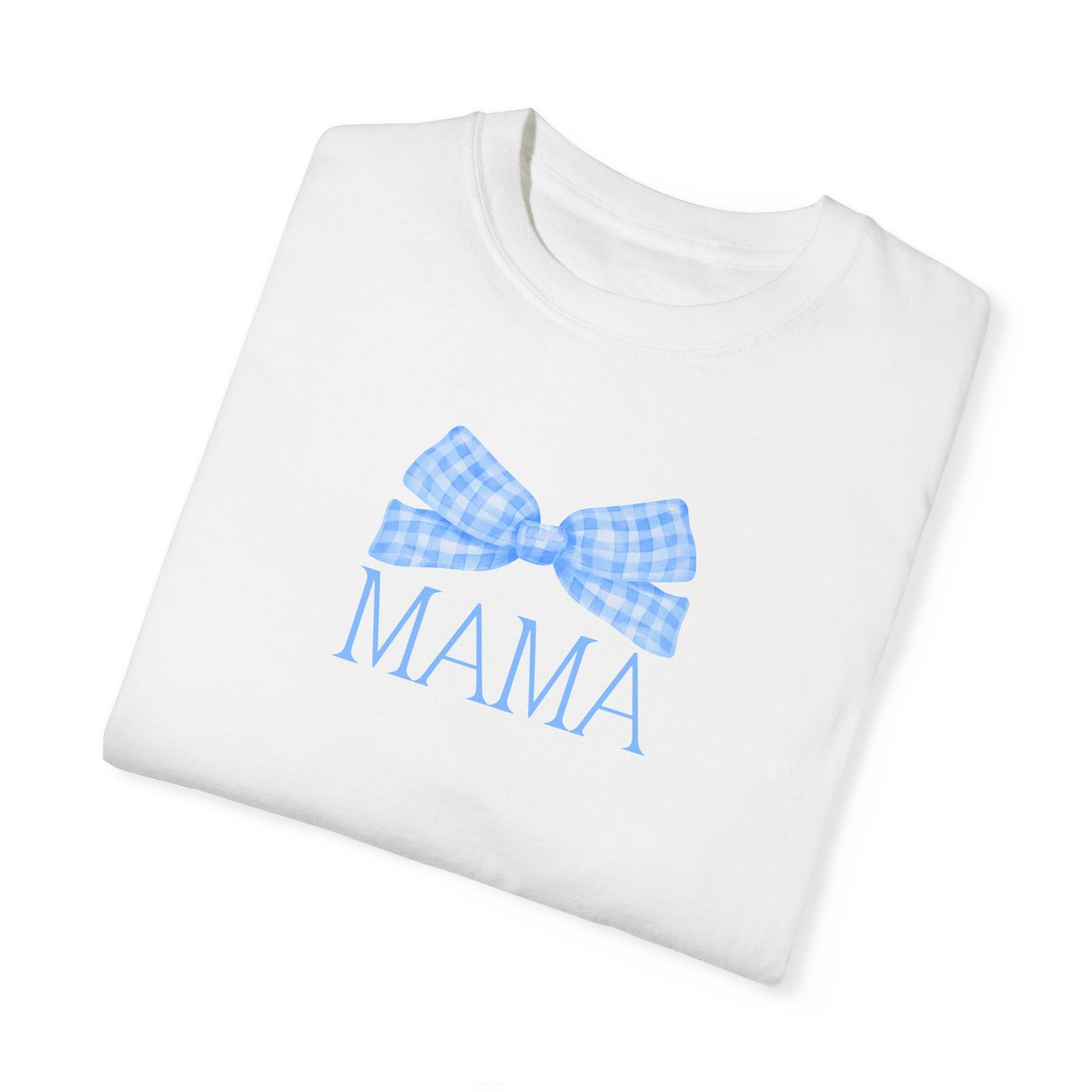 Mama Bow Blue Comfort Colors Tee