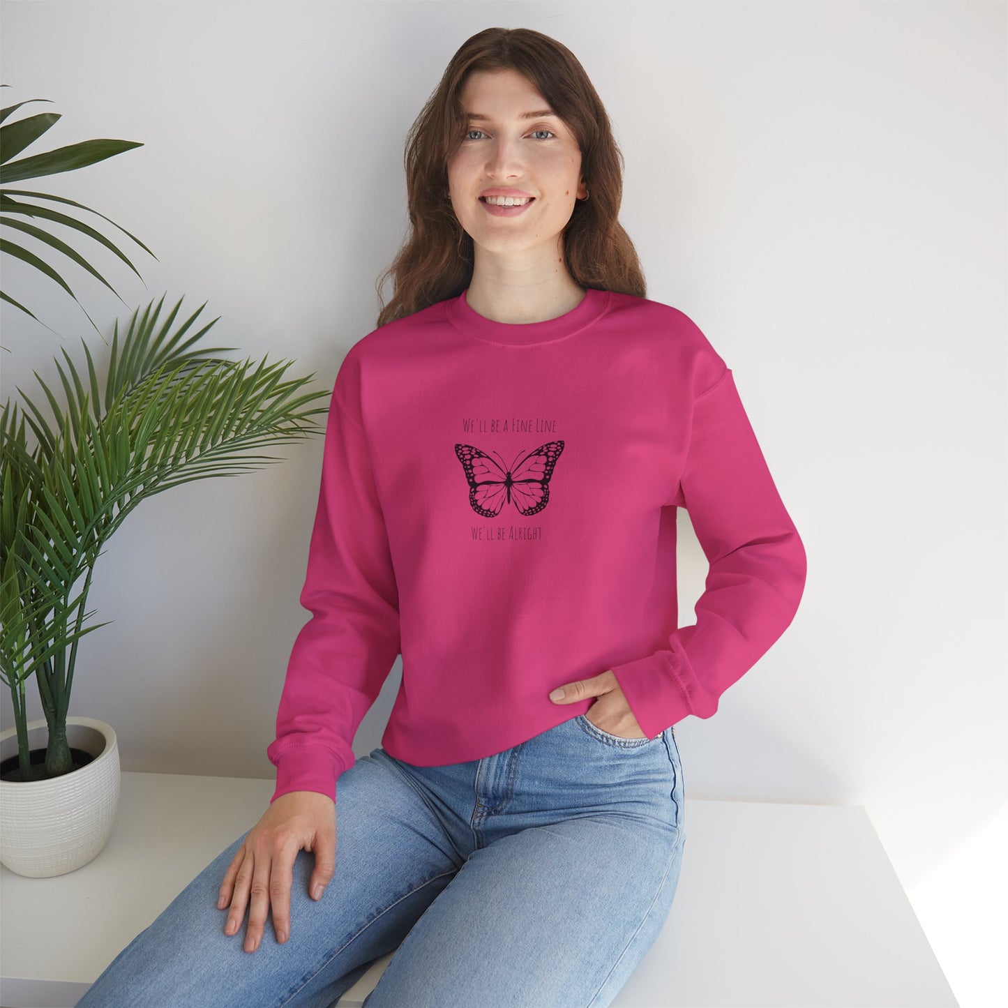 Fine Line Butterfly Unisex Crewneck