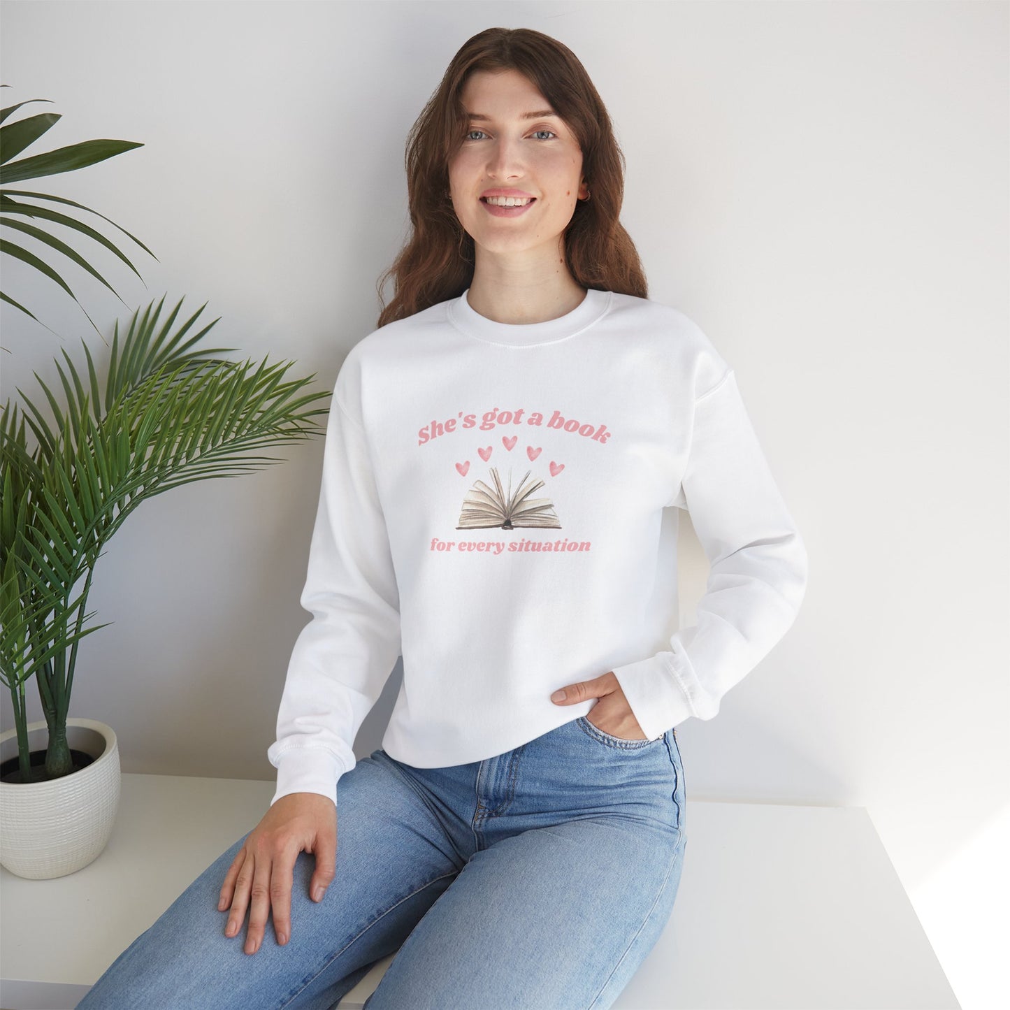 She's Got a Book for Every Situation Unisex Crewneck