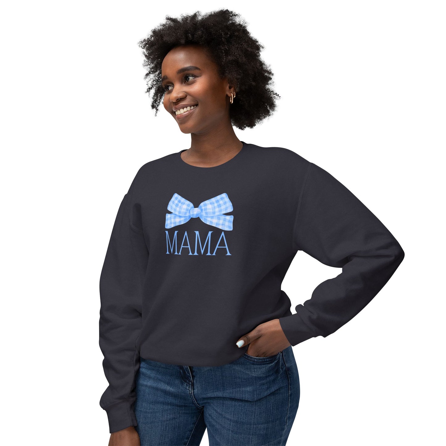 Blue Mama Bow Comfort Colors Sweatshirt