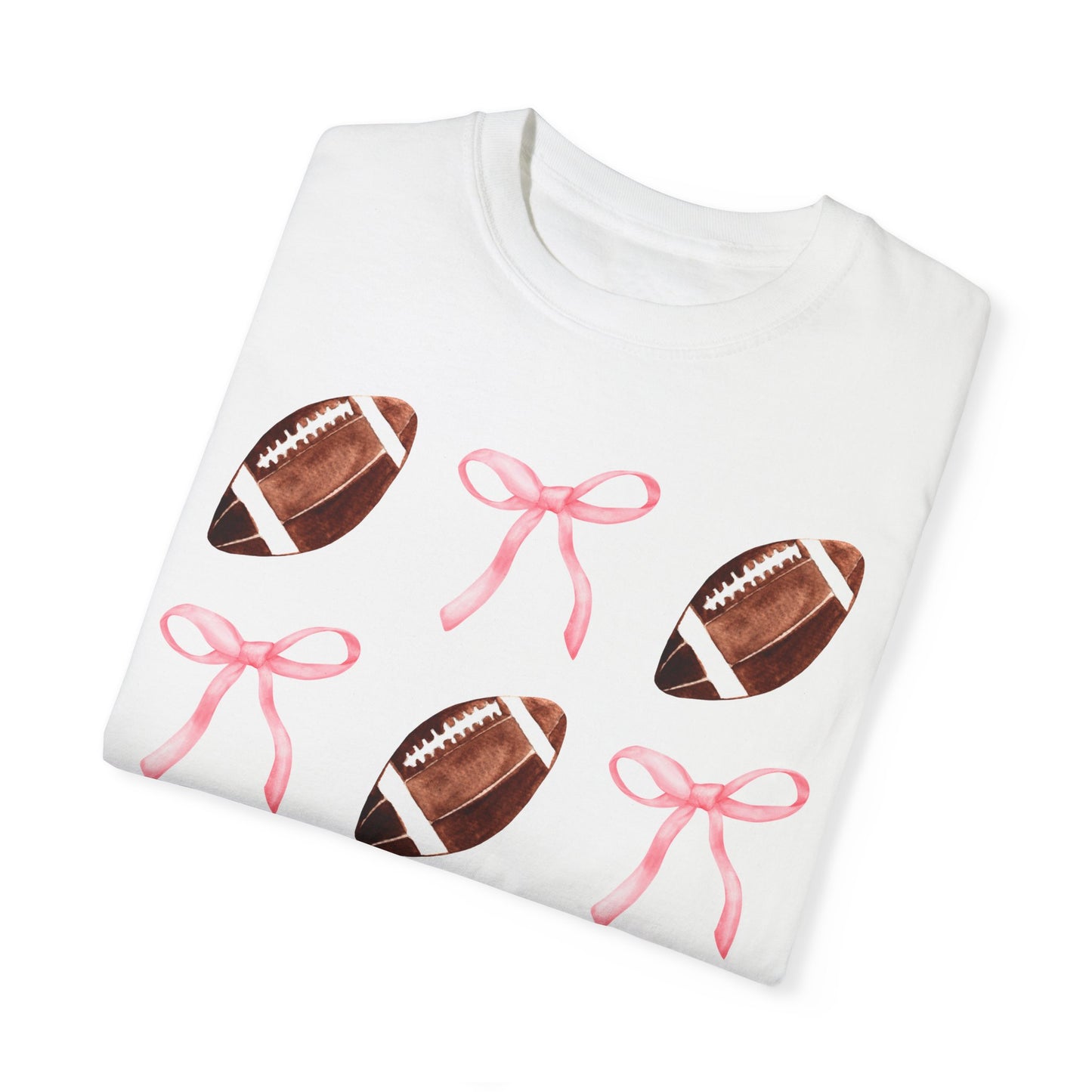 Football Bows Comfort Colors Tee