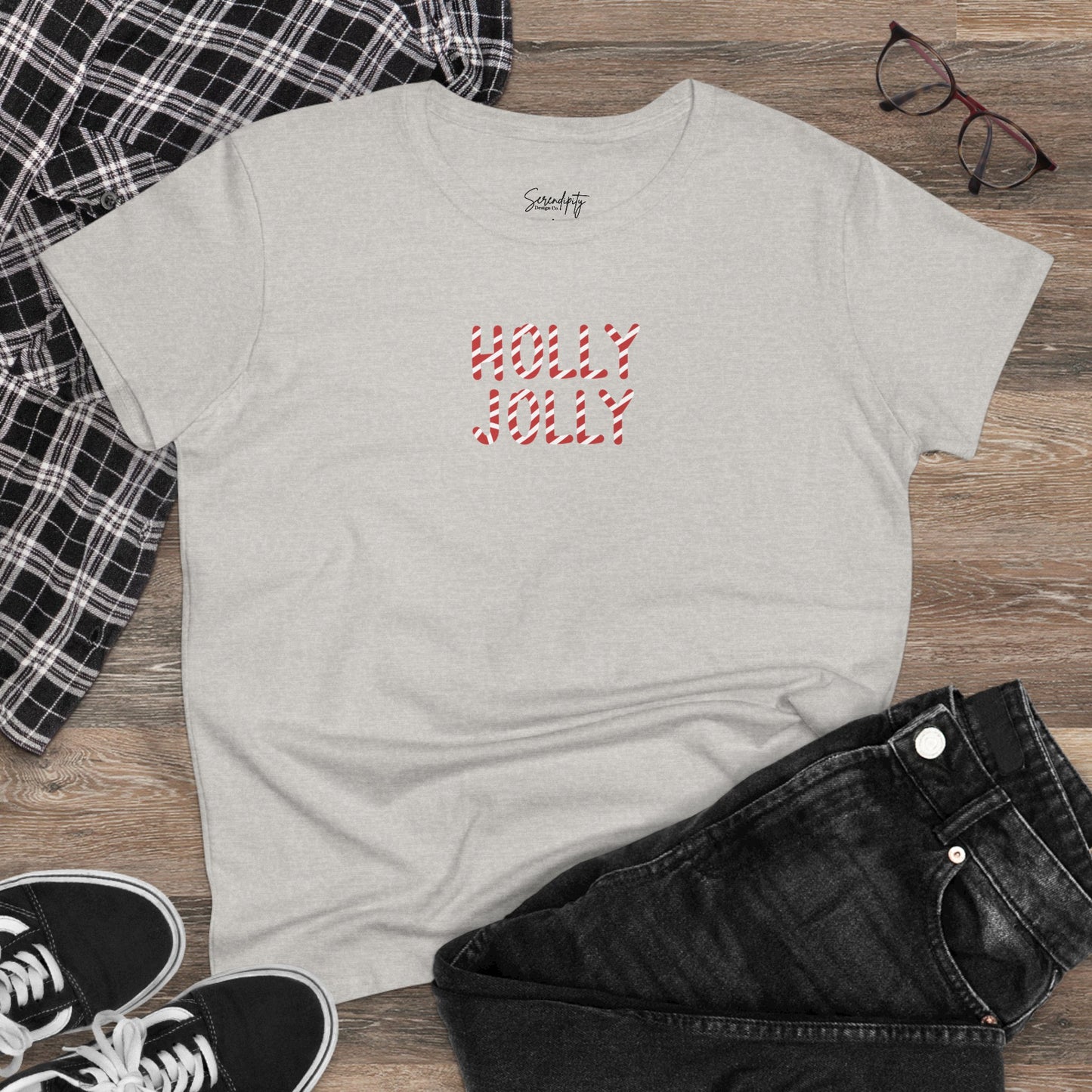 Holly Jolly Candy Cane Baby Tee