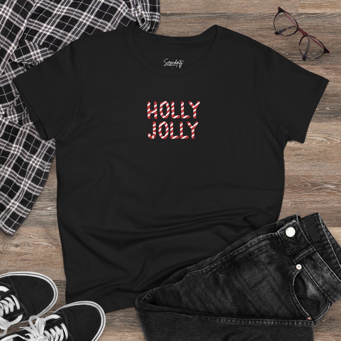 Holly Jolly Candy Cane Baby Tee