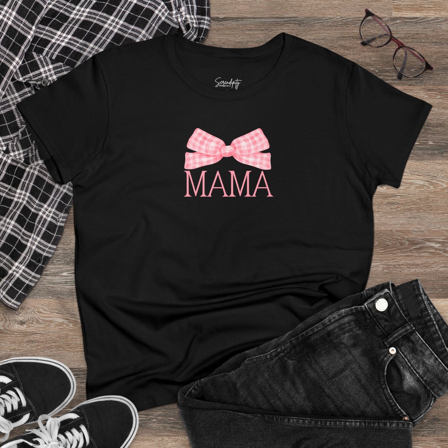 Mama Bow Pink Baby Tee