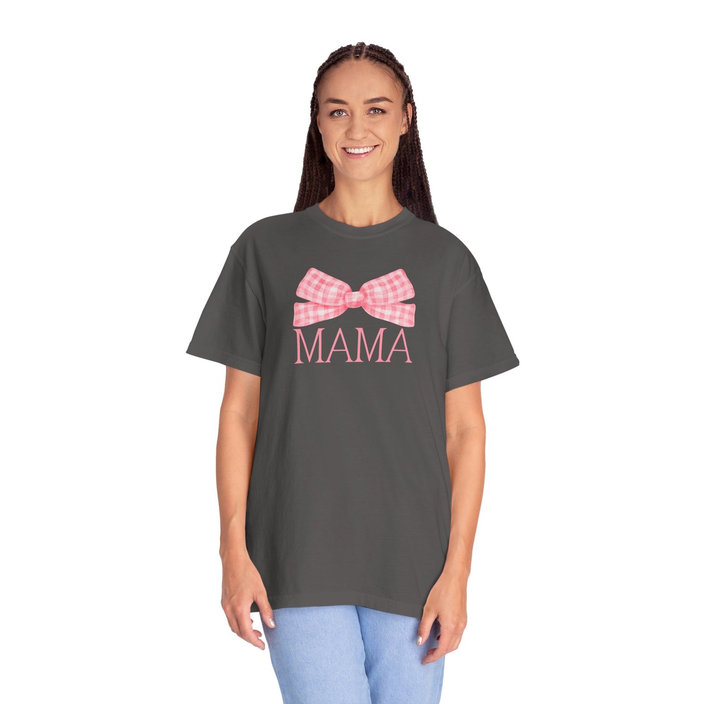 Mama Pink Bow Comfort Colors Tee