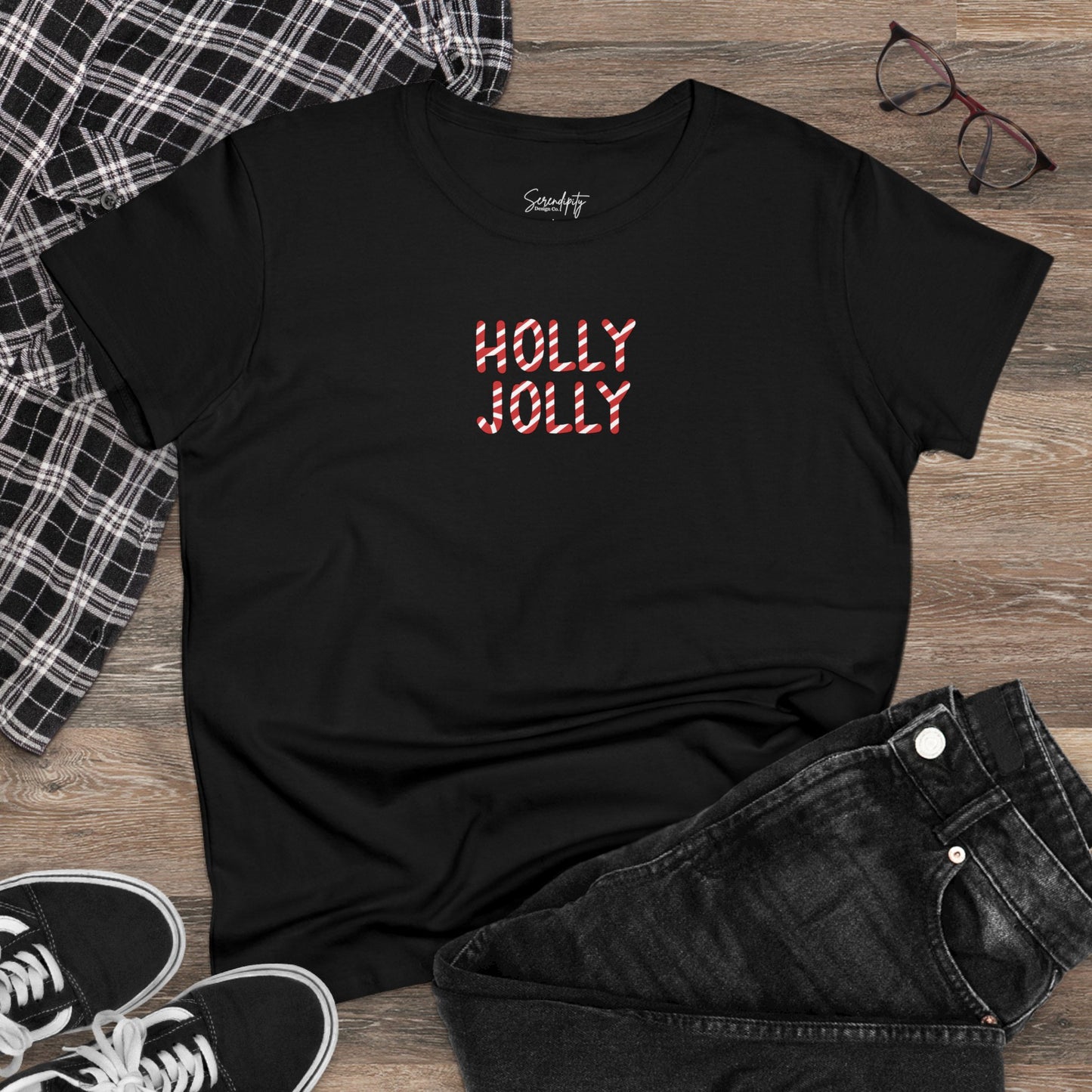 Holly Jolly Candy Cane Baby Tee