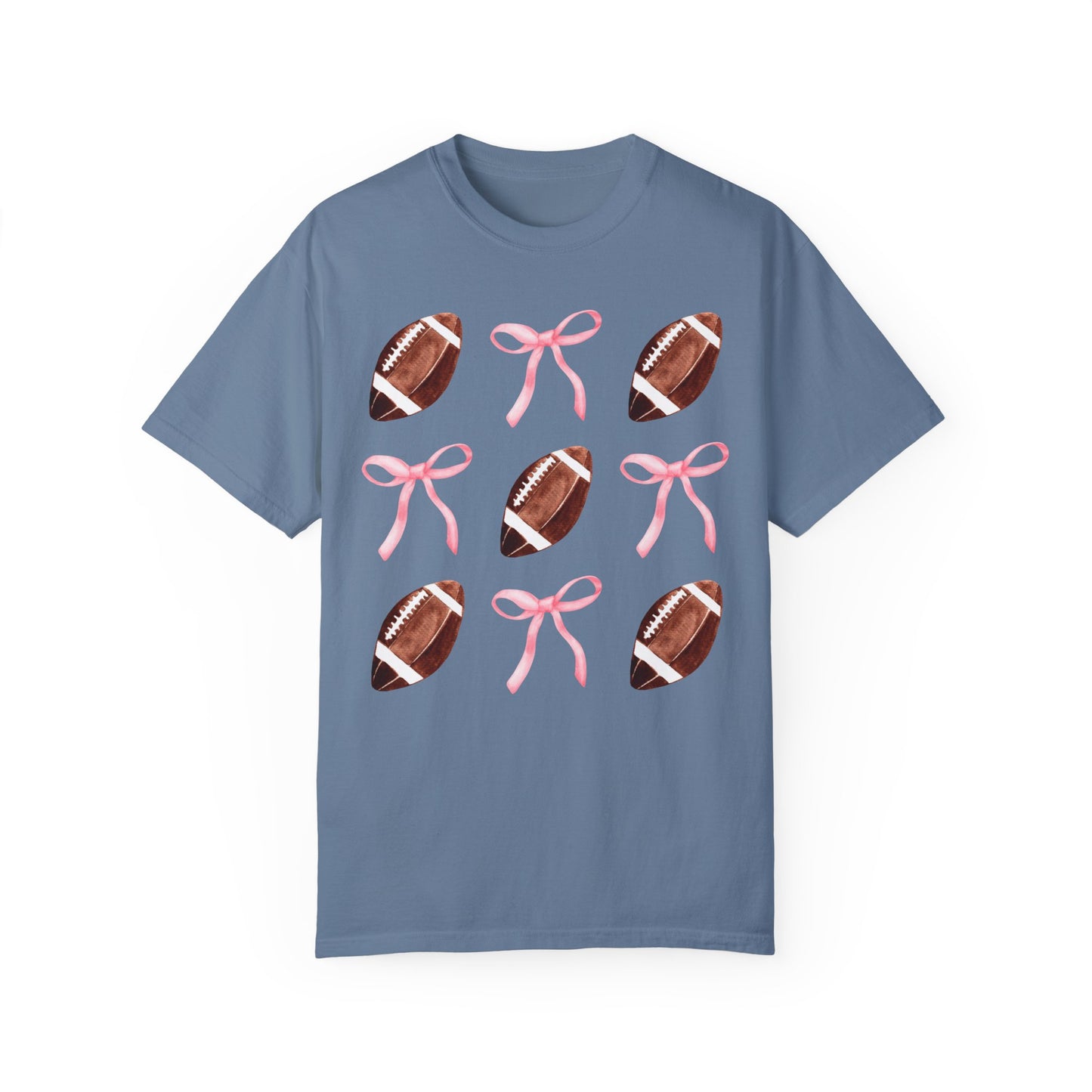 Football Bows Comfort Colors Tee