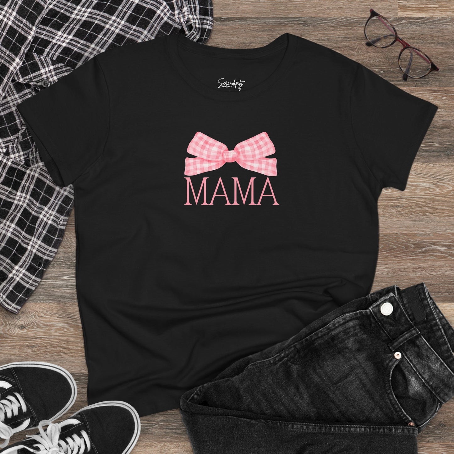 Mama Bow Pink Baby Tee