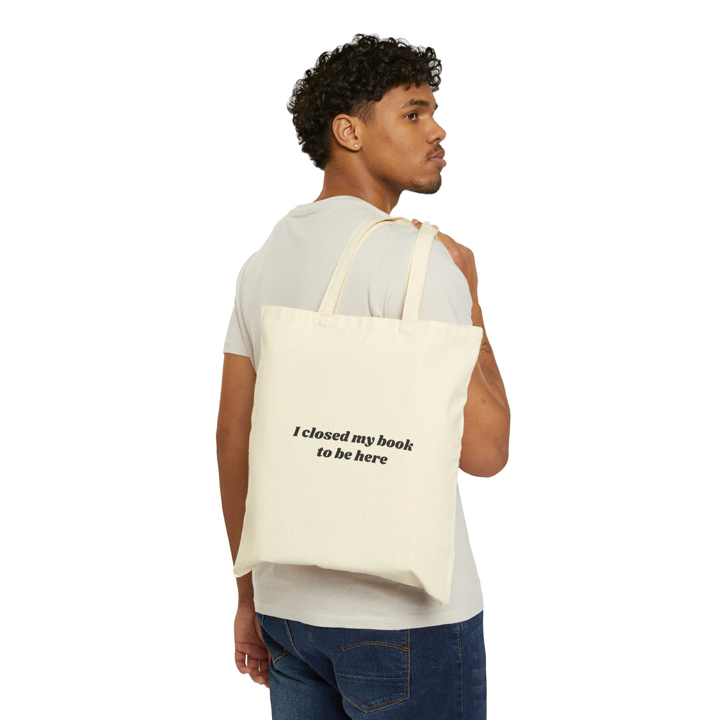 I Closed My Book To Be Here Black Tote Bag