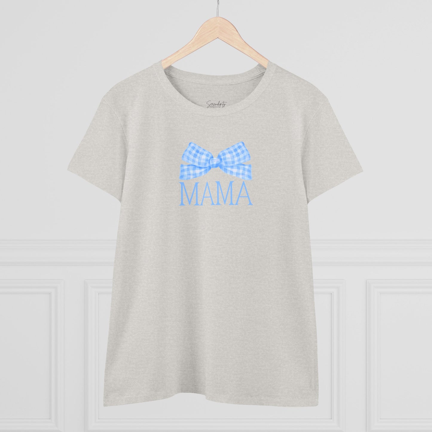 Mama Bow Blue Baby Tee