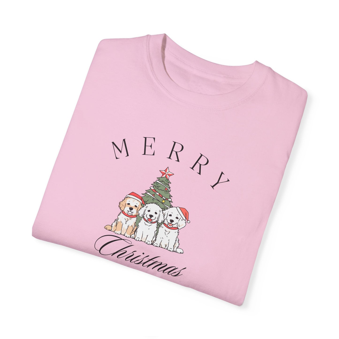 Merry Christmas Puppies Comfort Colors Tee