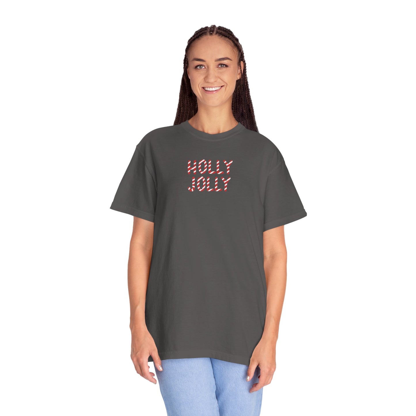 Holly Jolly Candy Cane Comfort Colors Tee